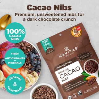 Foto 2 | Chocolate Negro Sin Azúcar Cacao Nibs Navitas Organics 225 G - Venta Internacional.