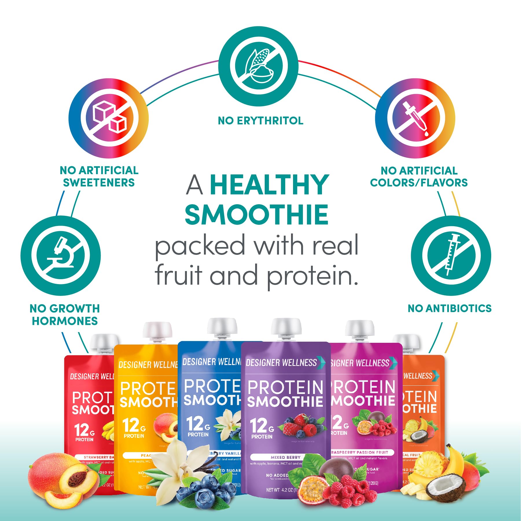 Foto 5 pulgar | Protein Smoothie Designer Wellness Real Fruit  12 G De Proteína - Venta Internacional.