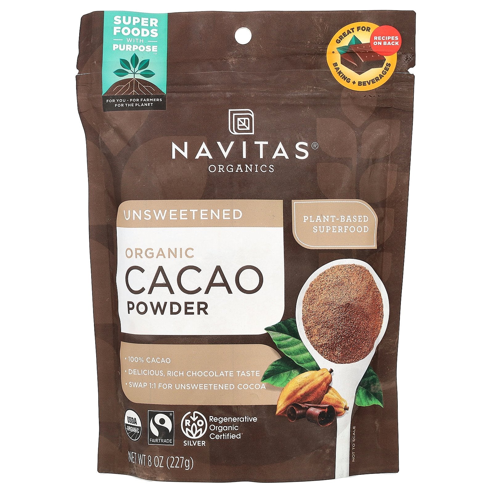 Foto 2 pulgar | Cacao En Polvo Navitas Organics Sin Azúcar 227 G - Venta Internacional.
