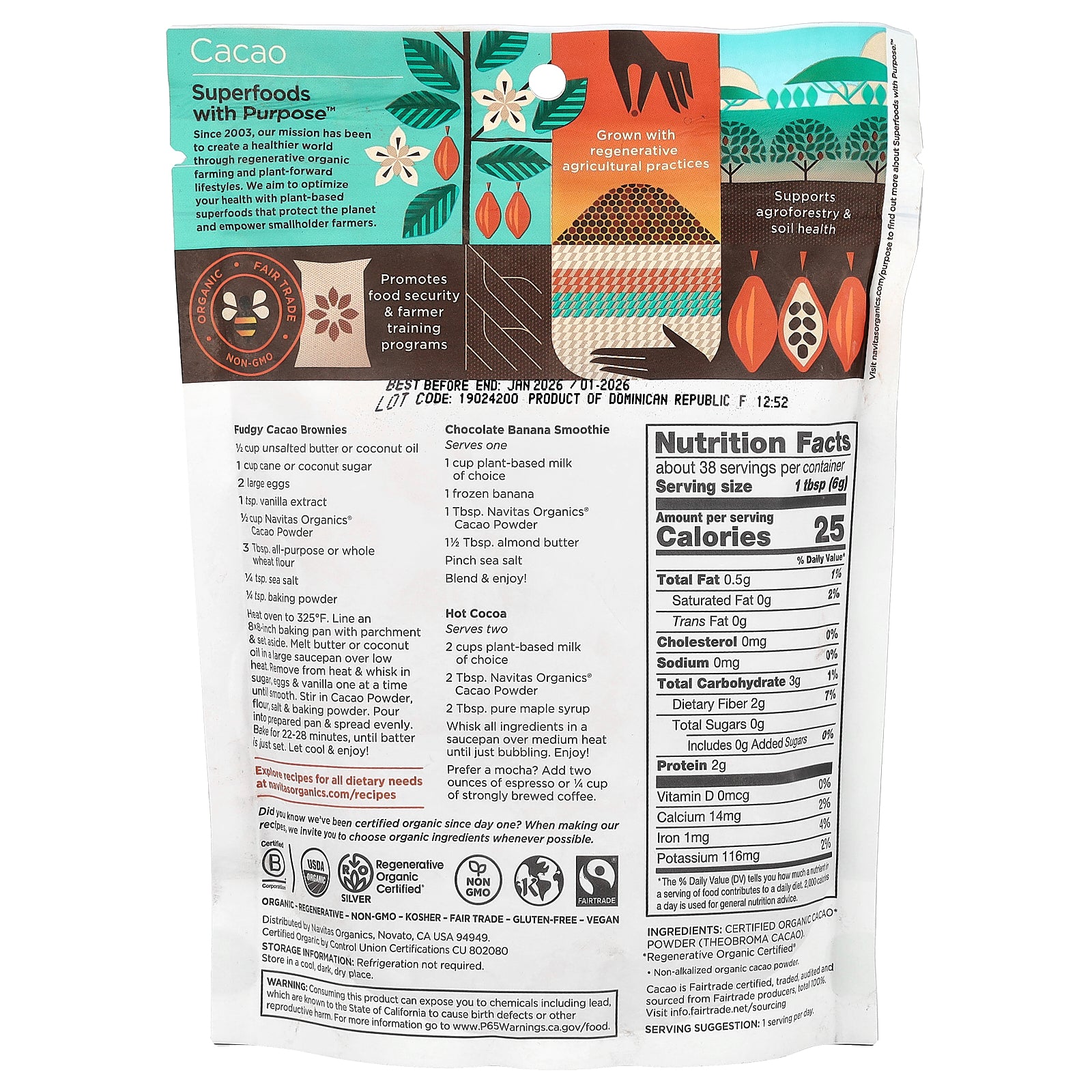 Foto 3 pulgar | Cacao En Polvo Navitas Organics Sin Azúcar 227 G - Venta Internacional.