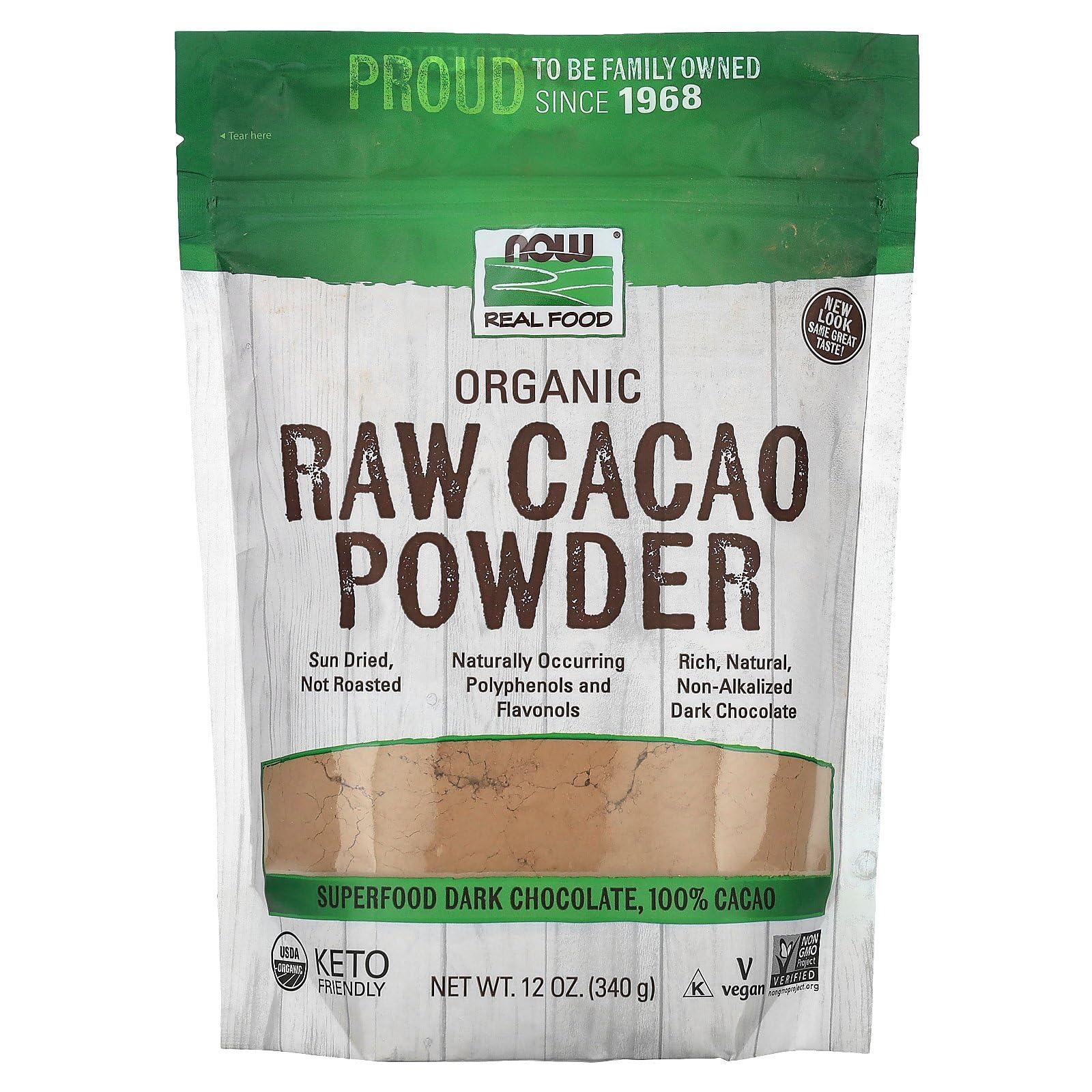 Foto 2 pulgar | Cacao En Polvo Now Foods Organic Raw 340 G Secado Al Sol En Perú - Venta Internacional.