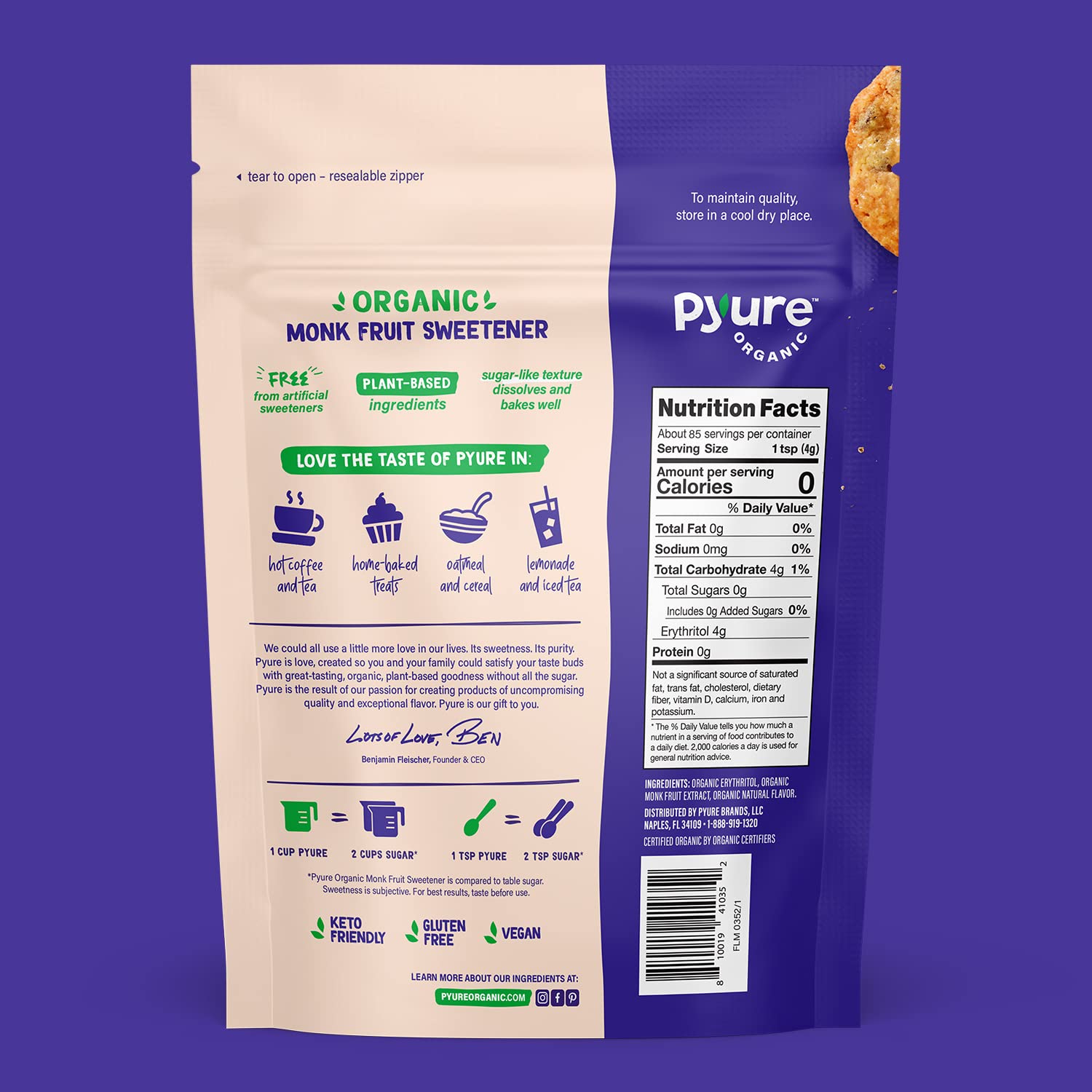 Foto 3 pulgar | Edulcorante Pure Organic Monk Fruit 35 Ml Zero Carb Keto - Venta Internacional.