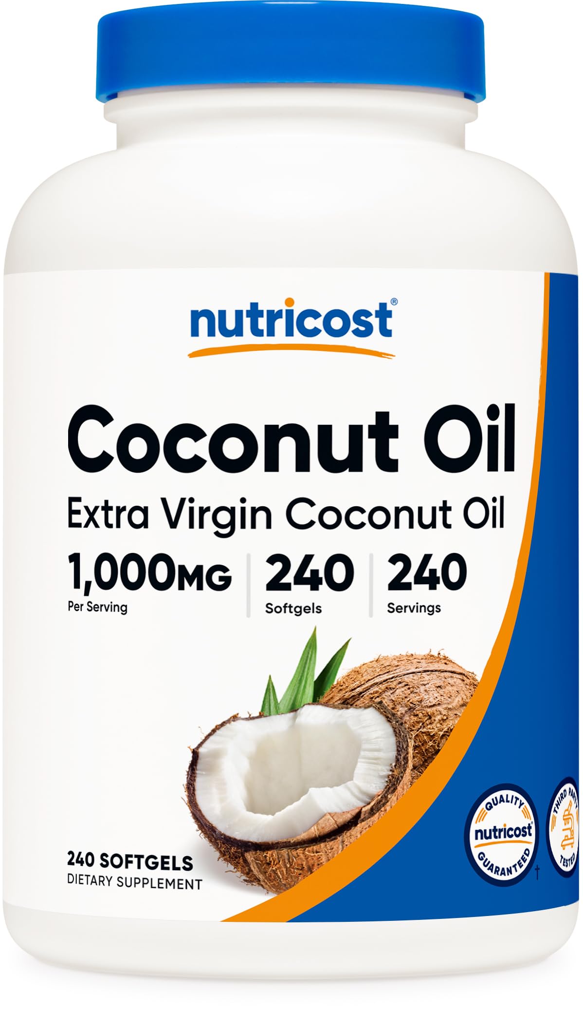 Foto 1 | Cápsulas Blandas De Aceite De Coco Nutricost 1000 Mg Extra Virgin 240 - Venta Internacional.