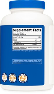 Foto 5 | Cápsulas Blandas De Aceite De Coco Nutricost 1000 Mg Extra Virgin 240 - Venta Internacional.