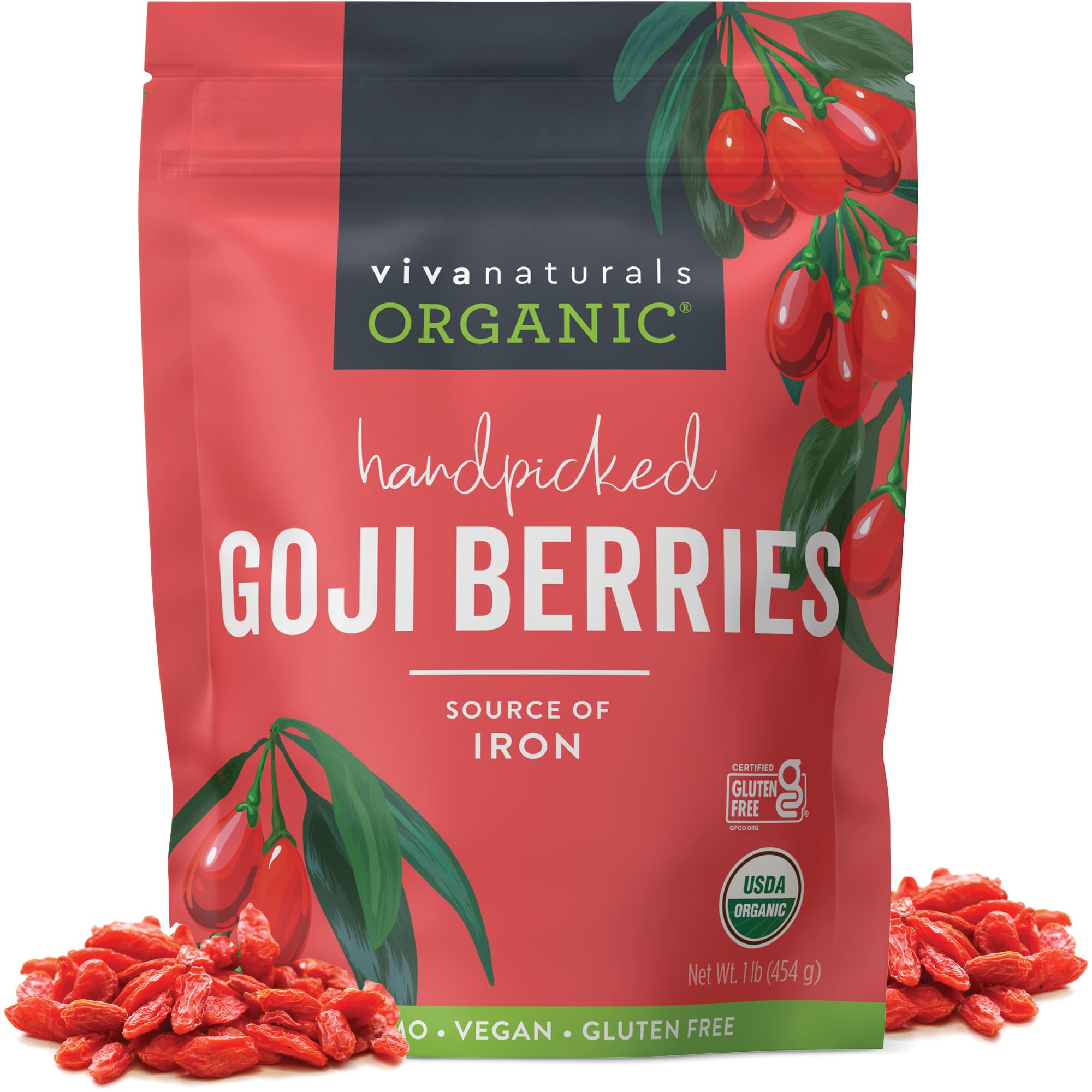 Foto 1 | Bayas De Goji Secas Viva Naturals Organic  454 G  Sin Ogm  Veganas - Venta Internacional.