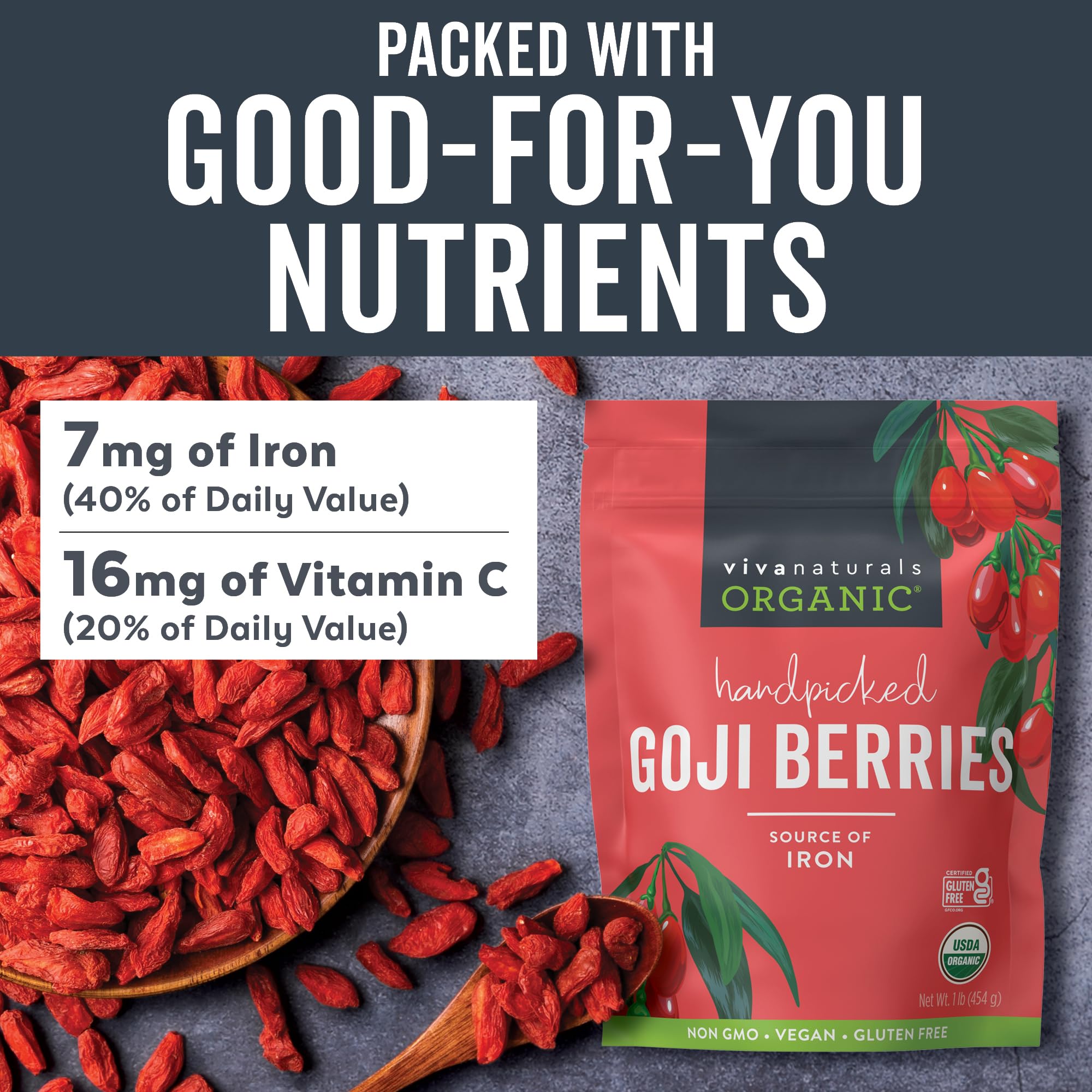 Foto 4 | Bayas De Goji Secas Viva Naturals Organic  454 G  Sin Ogm  Veganas - Venta Internacional.
