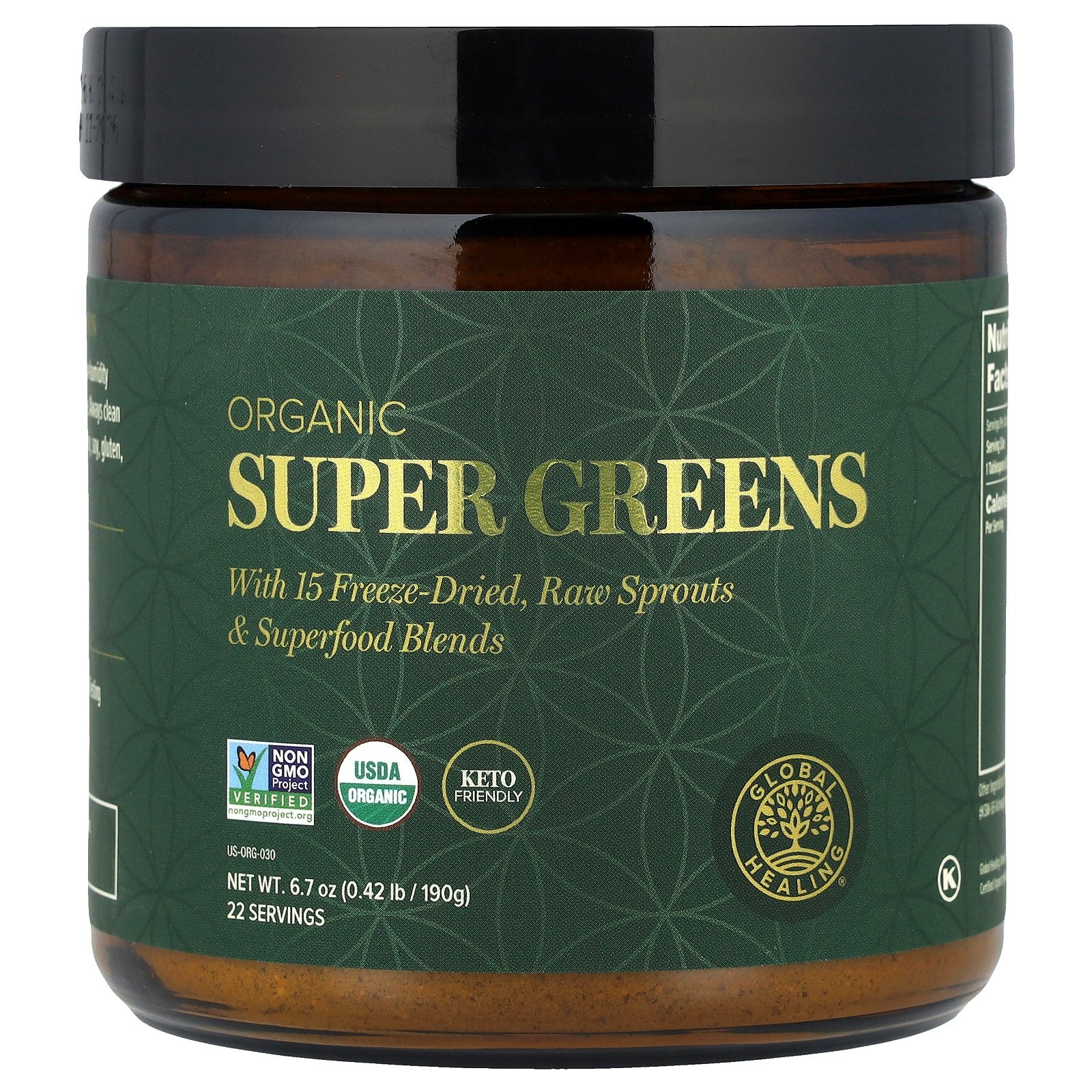 Foto 2 pulgar | Suplemento Global Healing Organic Super Greens 190 G - Venta Internacional.