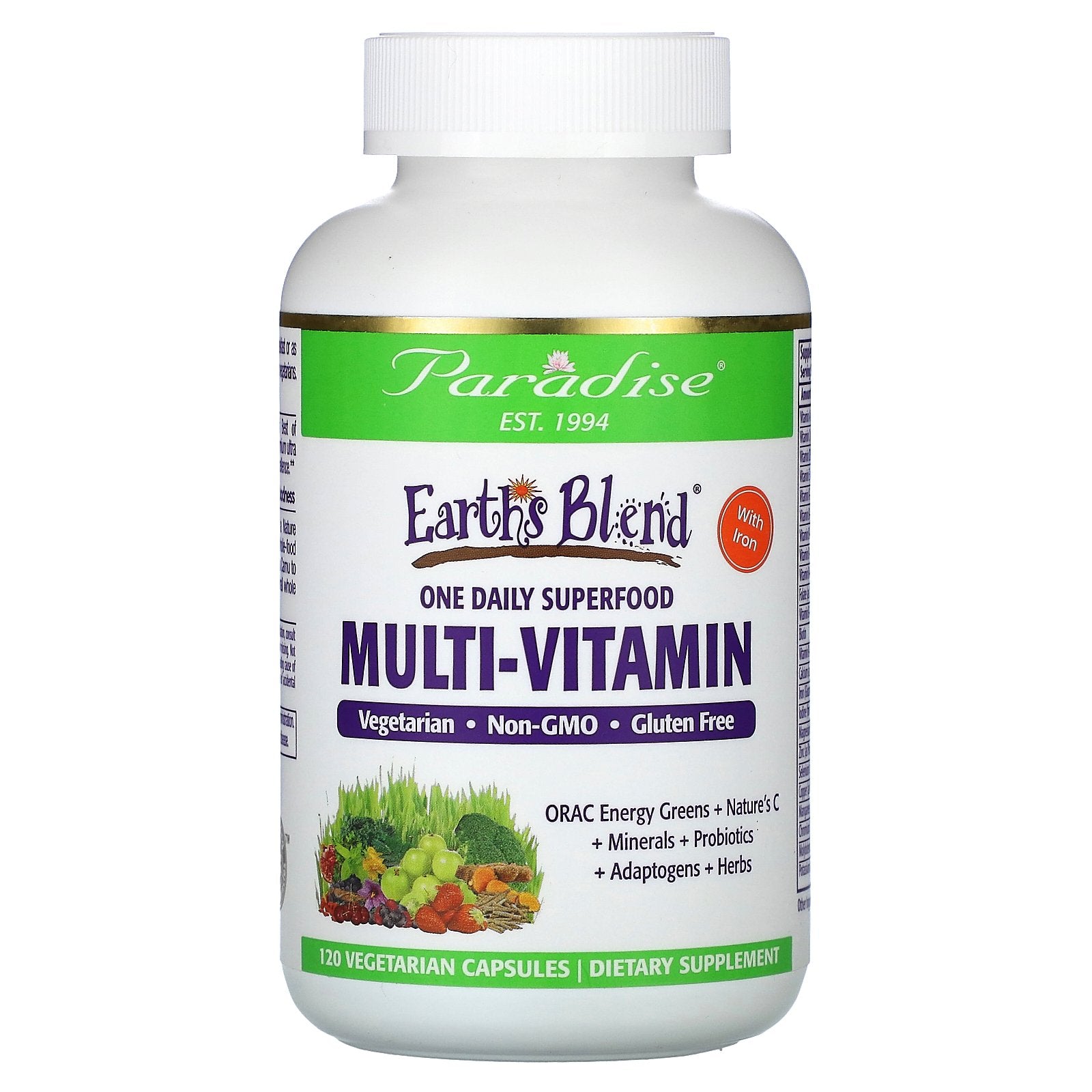 Foto 2 pulgar | Suplemento Multivitamínico Paradise Herbs Earth's Blend 120 Cápsulas - Venta Internacional.