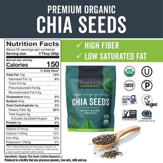 Foto 2 | Semillas De Chía Viva Naturals Organic 454 G - Proteína Omega-3 Y Vegana - Venta Internacional.