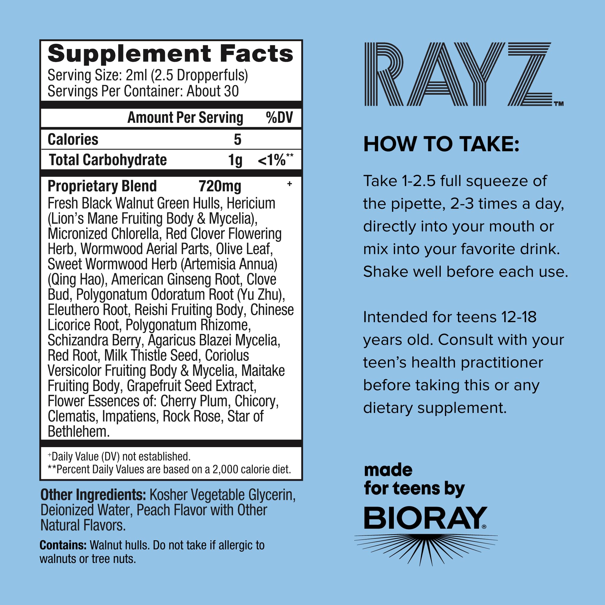 Foto 3 pulgar | Suplemento Bioray Rayz Life Is Peachy Para Adolescentes De 12 A 18 Años  60 Ml - Venta Internacional.