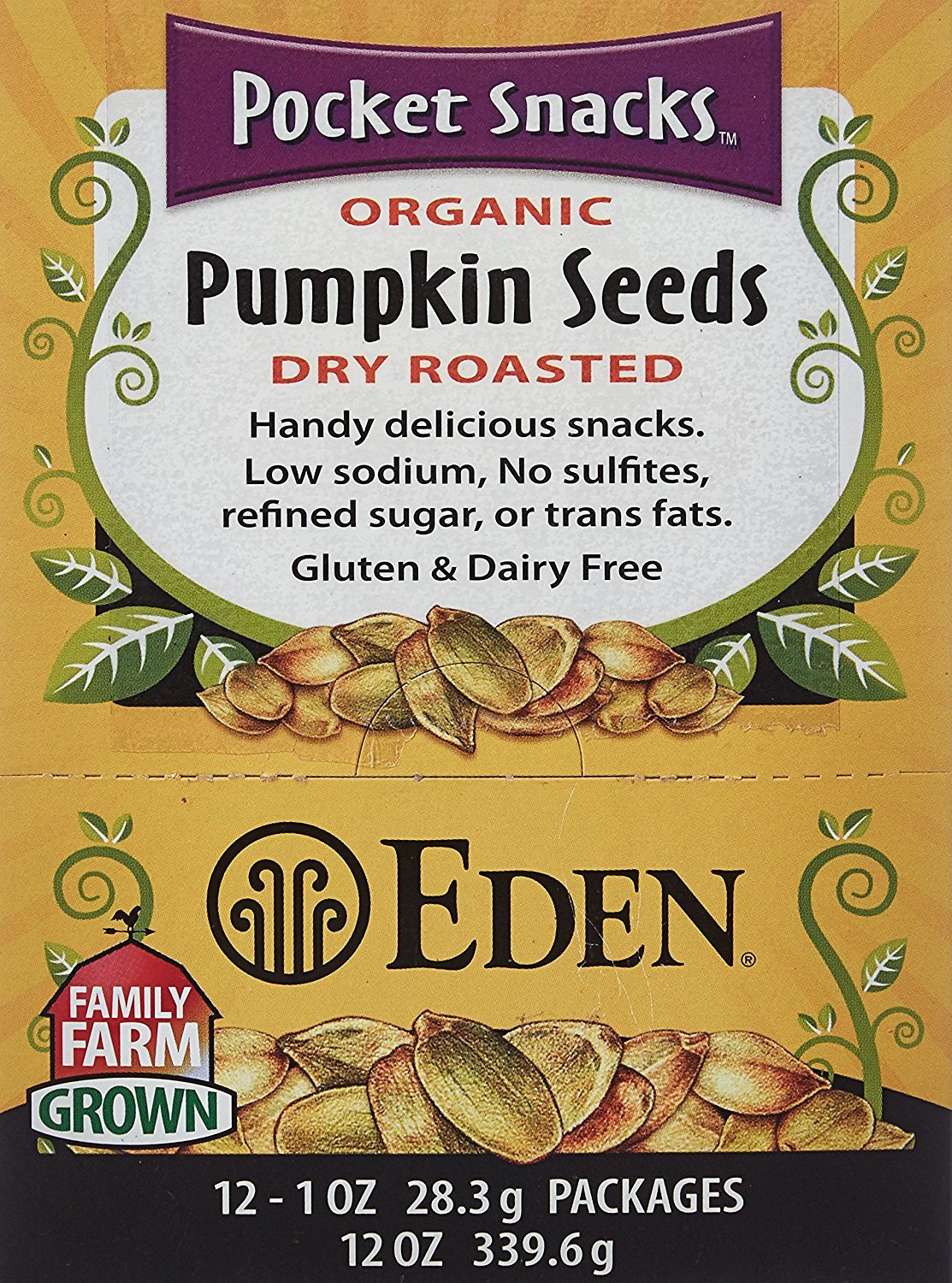 Foto 1 | Semillas De Calabaza Orgánicas Snack Eden Foods Pocket Snacks 28 3 G X12 - Venta Internacional.