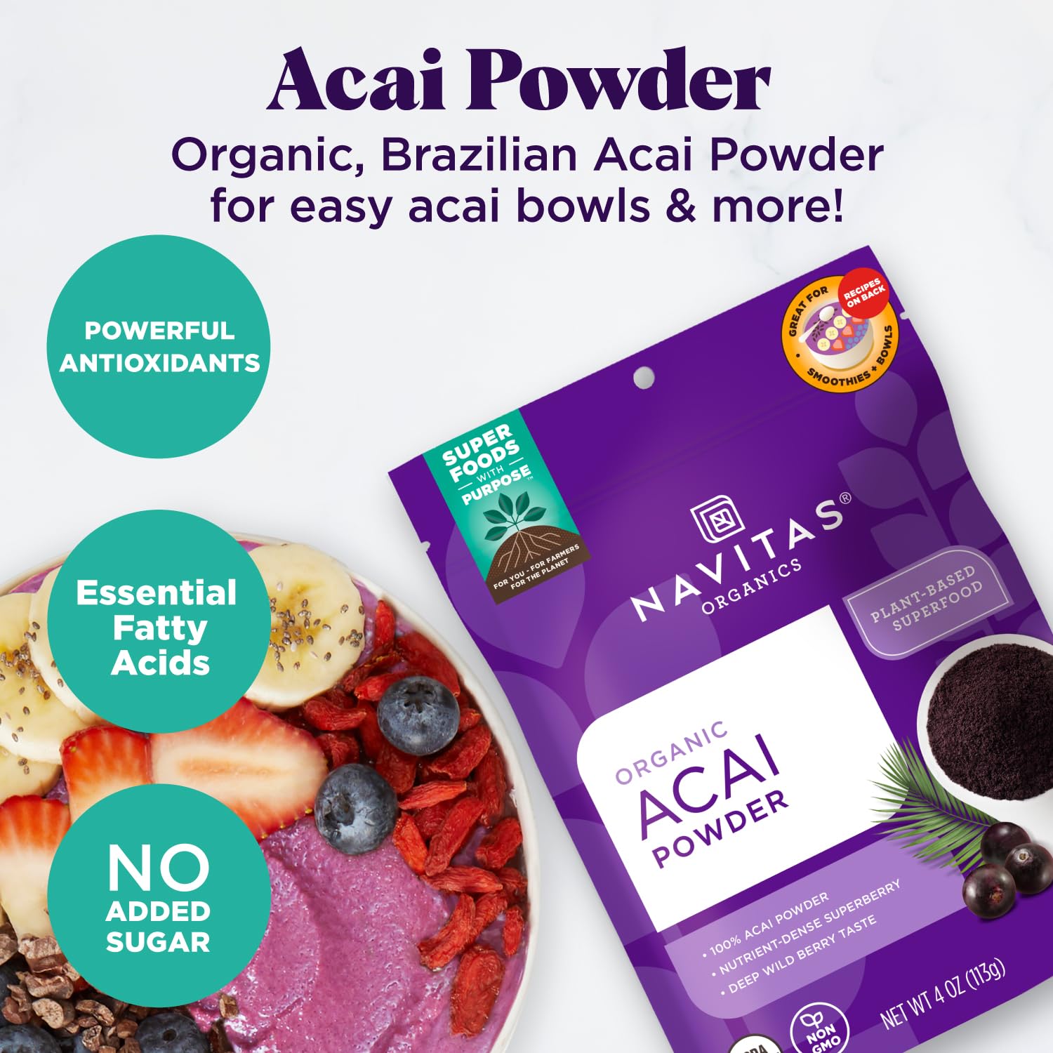 Foto 2 | Polvo De Acai Navitas Organics  Paquete De 120 Ml  38 Porciones - Venta Internacional.