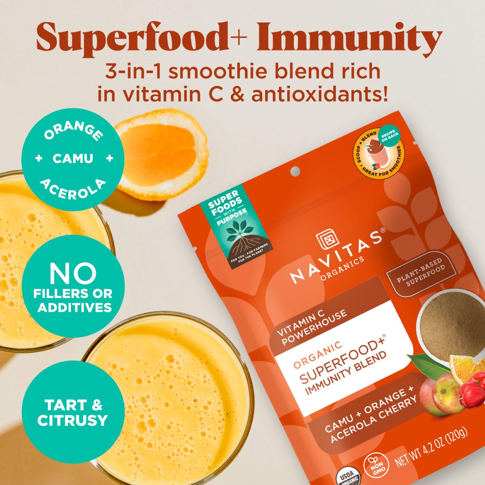 Foto 4 pulgar | Mezcla De Inmunidad Superfood+ Navitas Organics 120 Ml  30 Porciones - Venta Internacional.