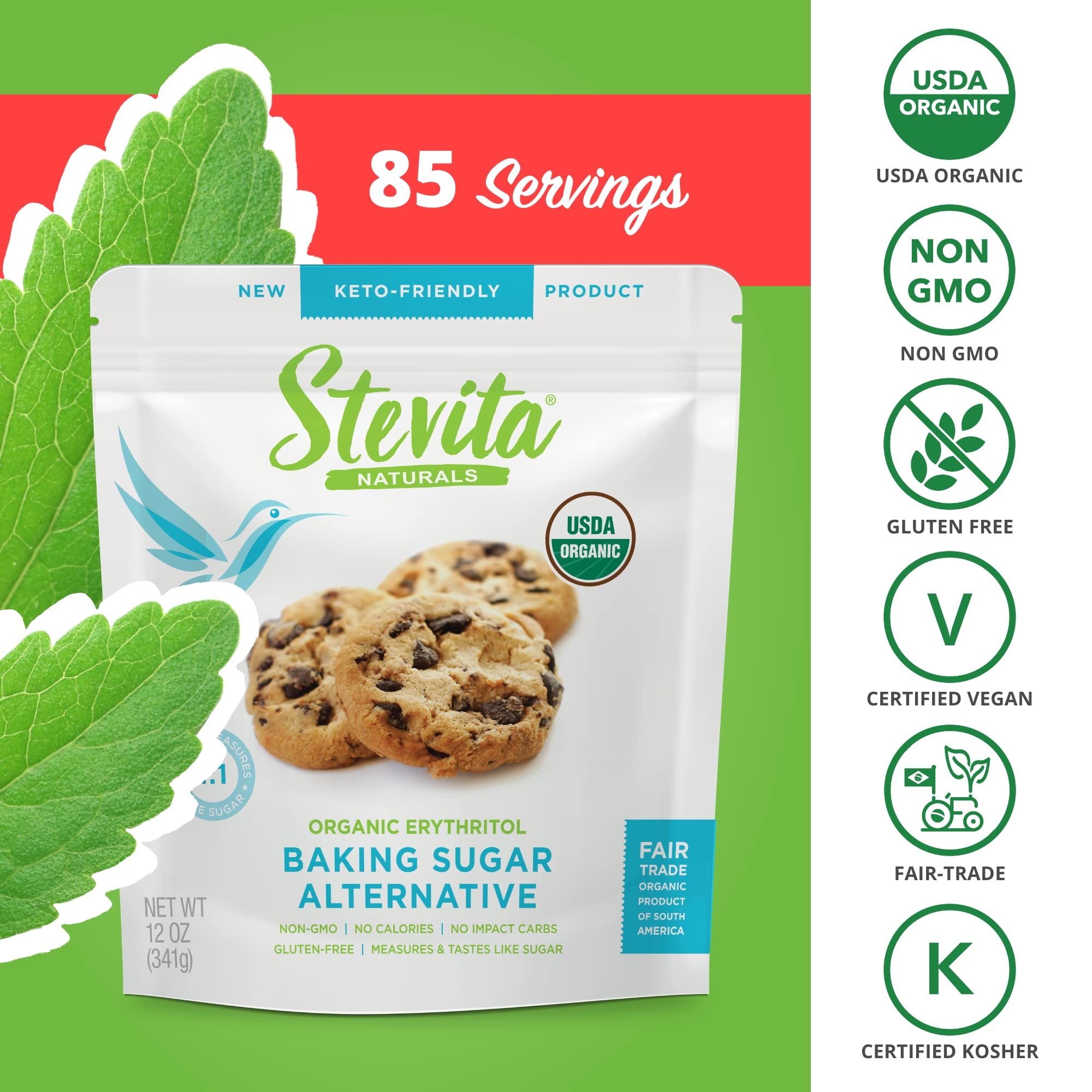 Foto 5 | Alternativa Al Azúcar Para Hornear  Eritritol Orgánico Stevita  350 Ml - Venta Internacional.