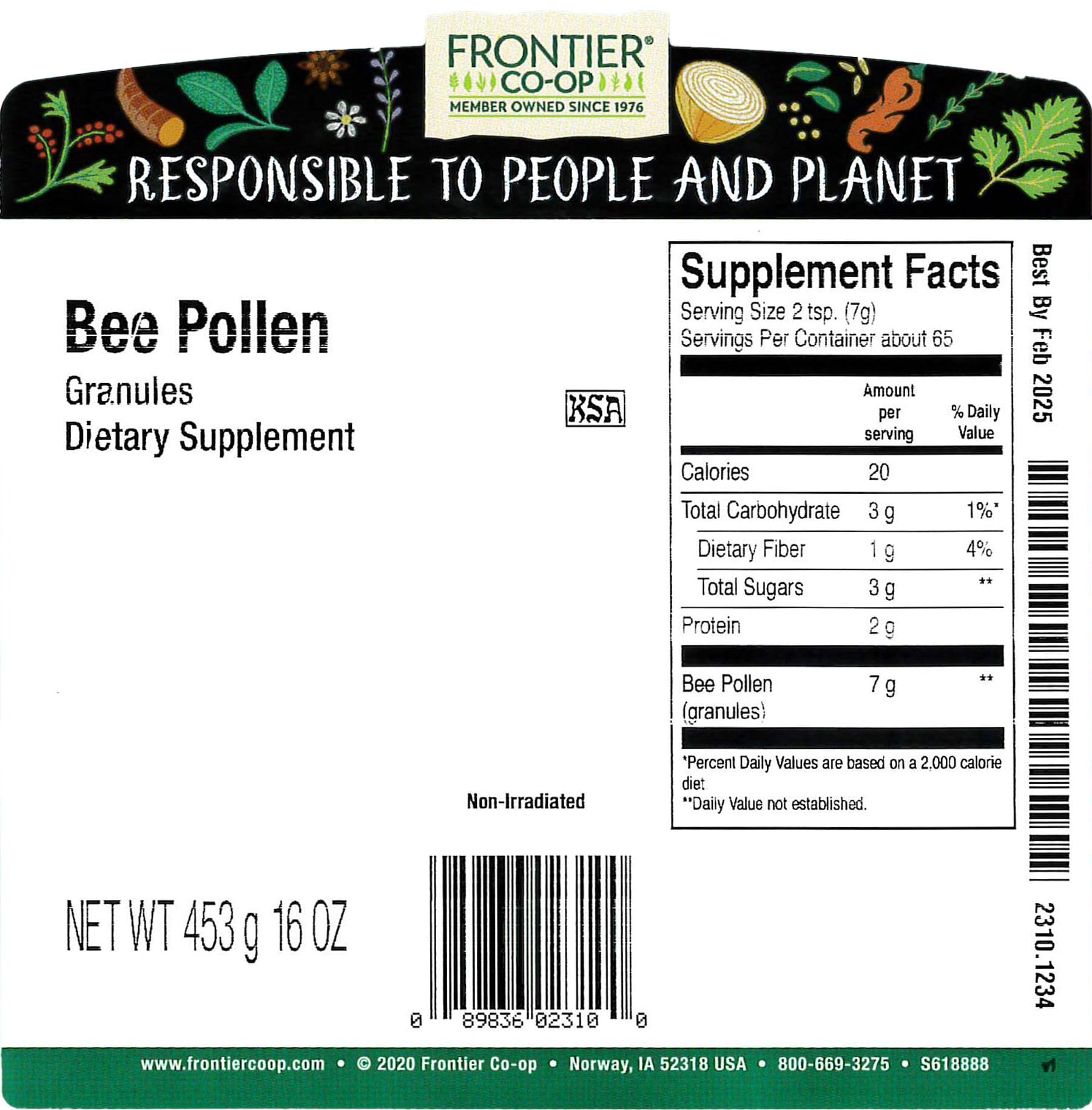 Foto 3 pulgar | Suplemento Natural Doméstico Bee Pollen Frontier Co-op - Venta Internacional.