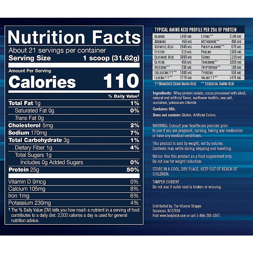 Foto 4 pulgar | Proteína En Polvo Bodytech Whey Isolate 21 Porciones De Chocolate Rico - Venta Internacional.