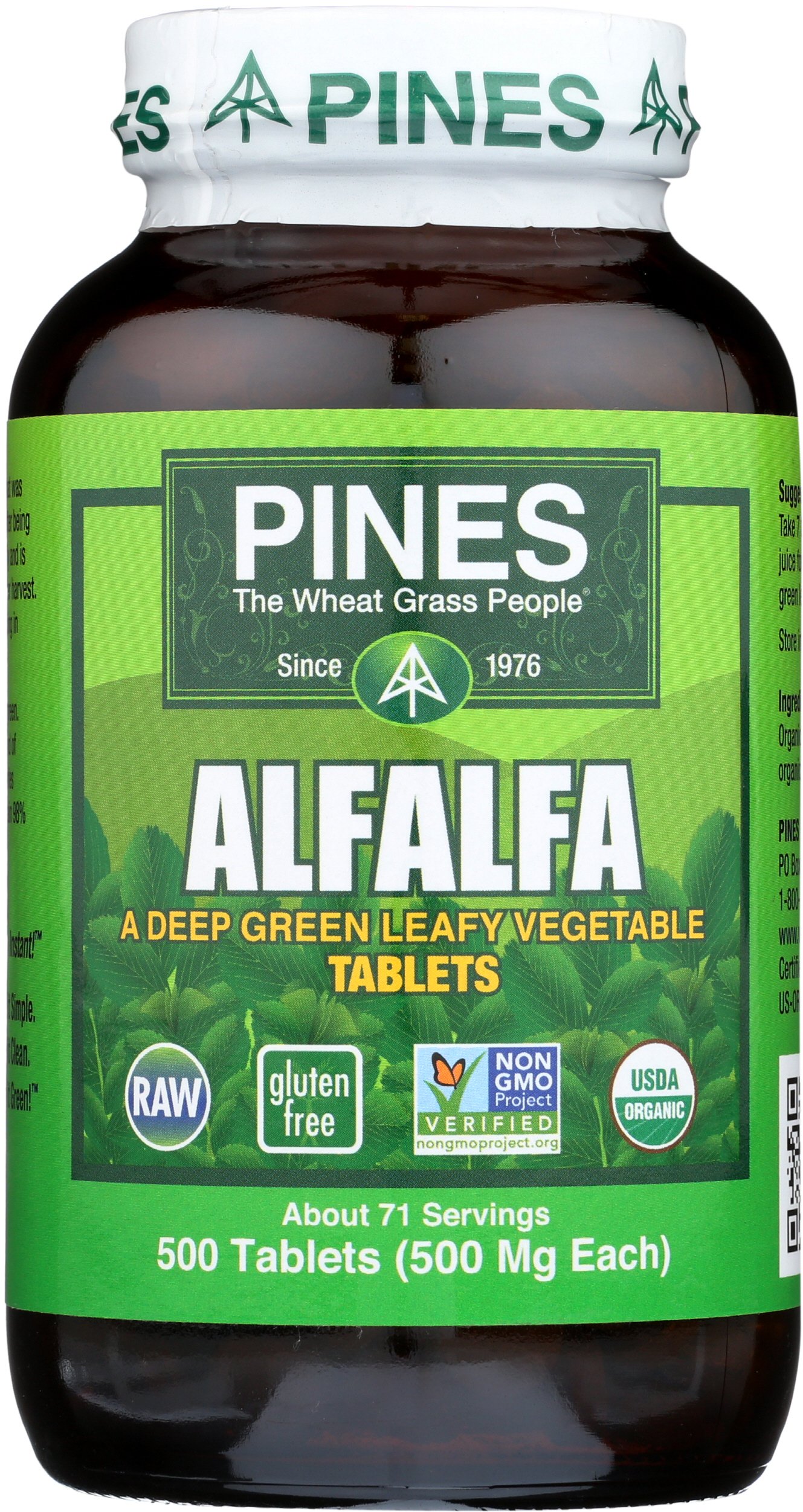 Foto 2 pulgar | Alfalfa Orgánica Supplement Pines 500 Tabletas - Venta Internacional.