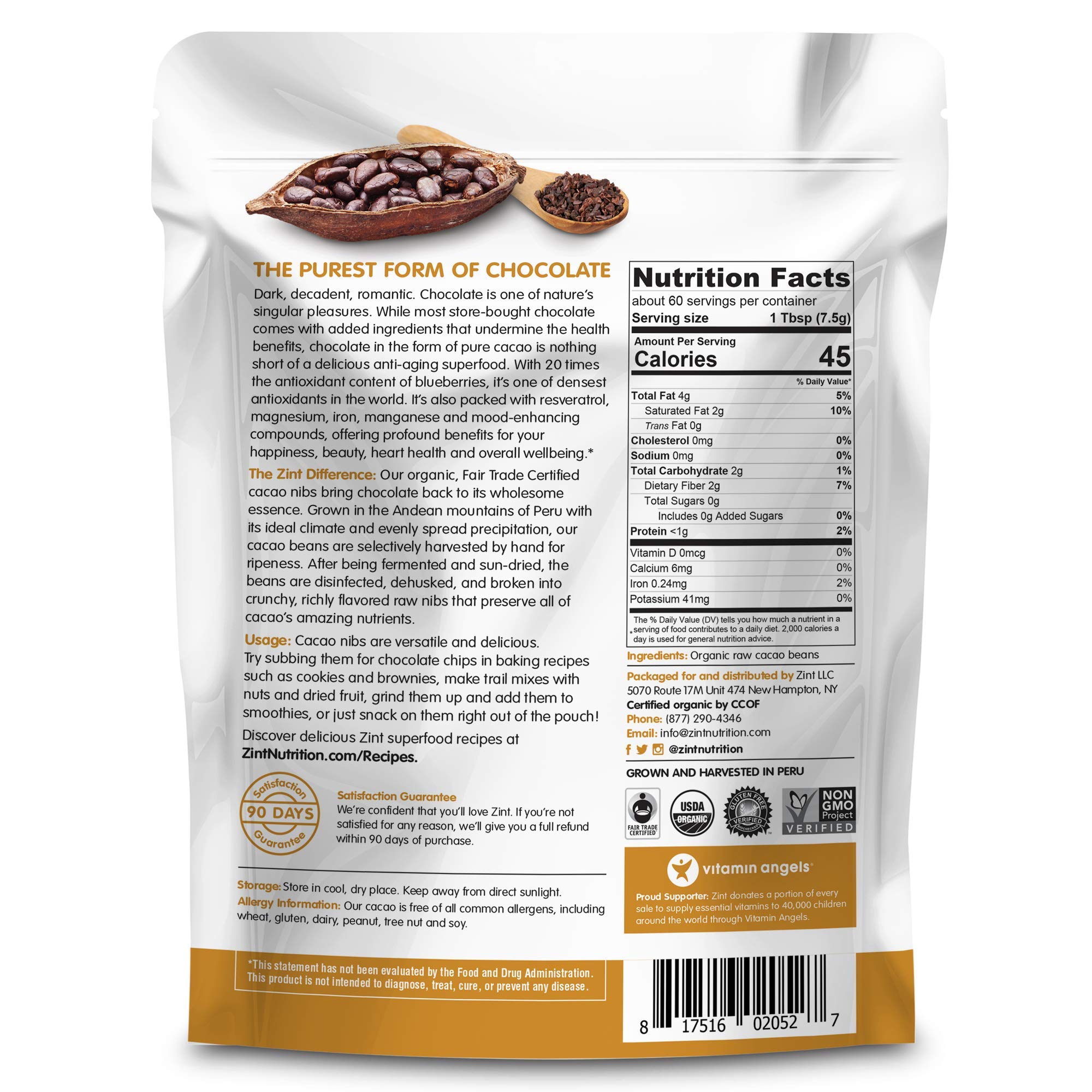 Foto 2 | Cacao Nibs Zint Organic  946 Ml  Paleo Orgánico  De Comercio Justo  Sin Ogm - Venta Internacional.