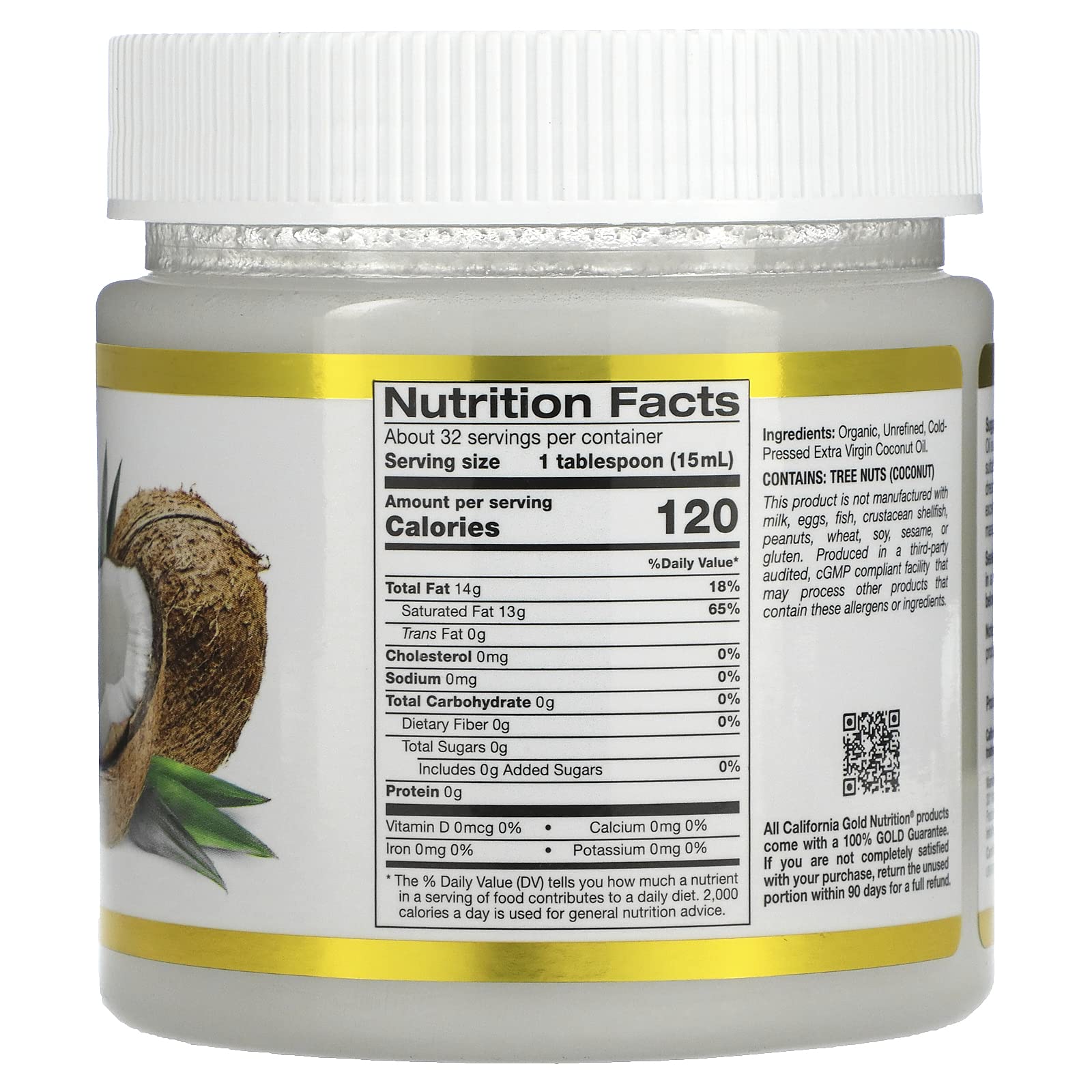 Foto 2 | Aceite De Coco Orgánico California Gold Nutrition 473 Ml - Venta Internacional.