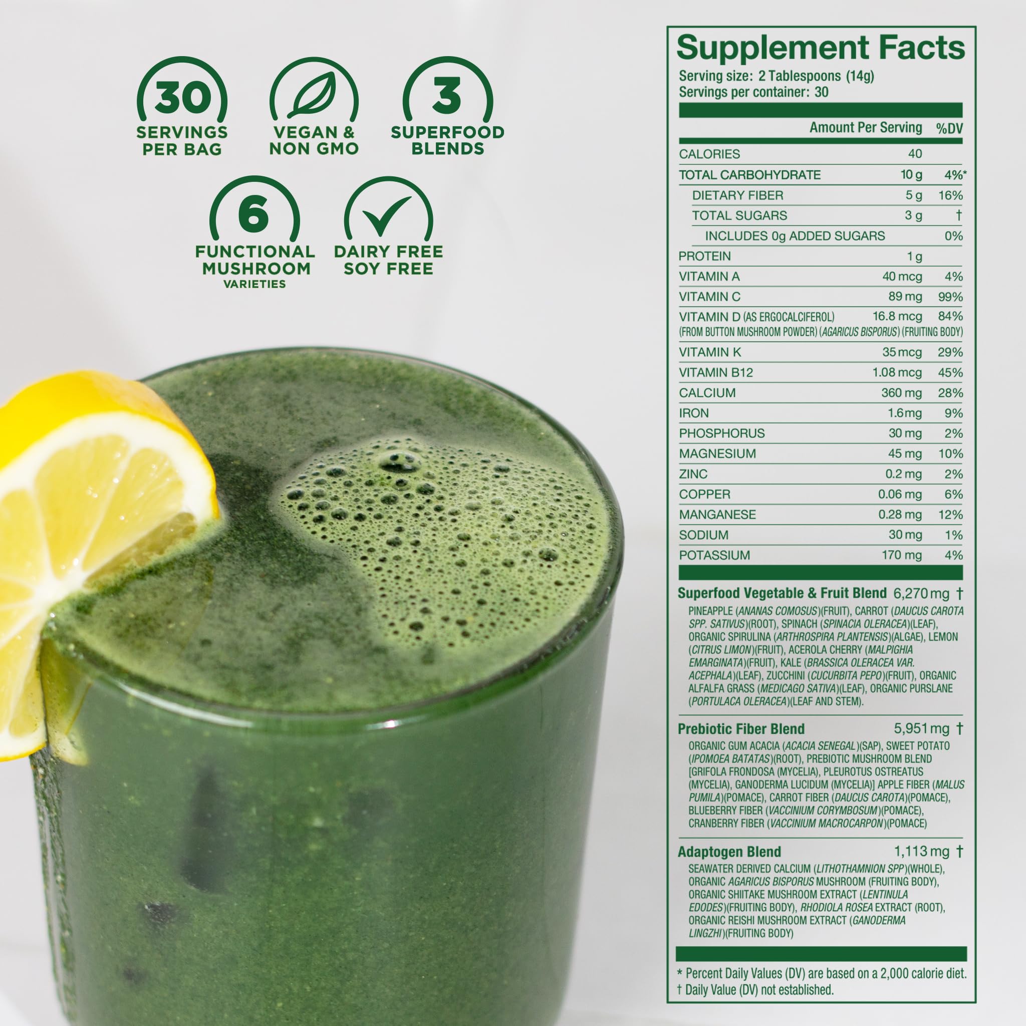 Foto 4 pulgar | Suplemento Laird Superfood Prebiotic Daily Greens  440 Ml - Venta Internacional.