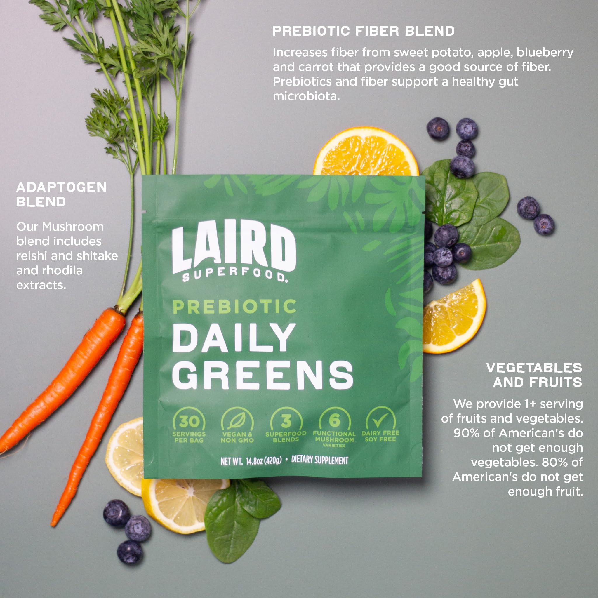 Foto 5 pulgar | Suplemento Laird Superfood Prebiotic Daily Greens  440 Ml - Venta Internacional.