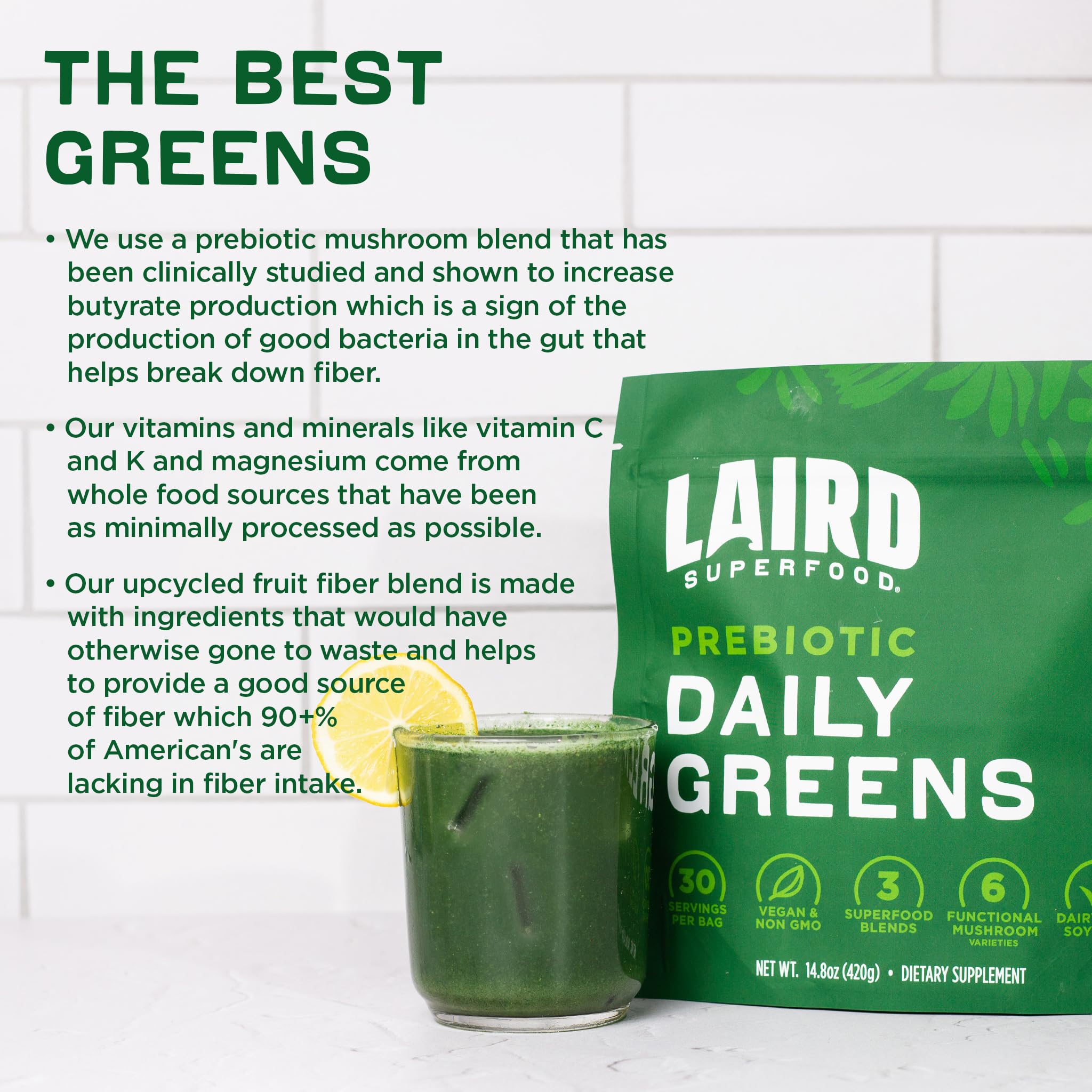 Foto 7 pulgar | Suplemento Laird Superfood Prebiotic Daily Greens  440 Ml - Venta Internacional.