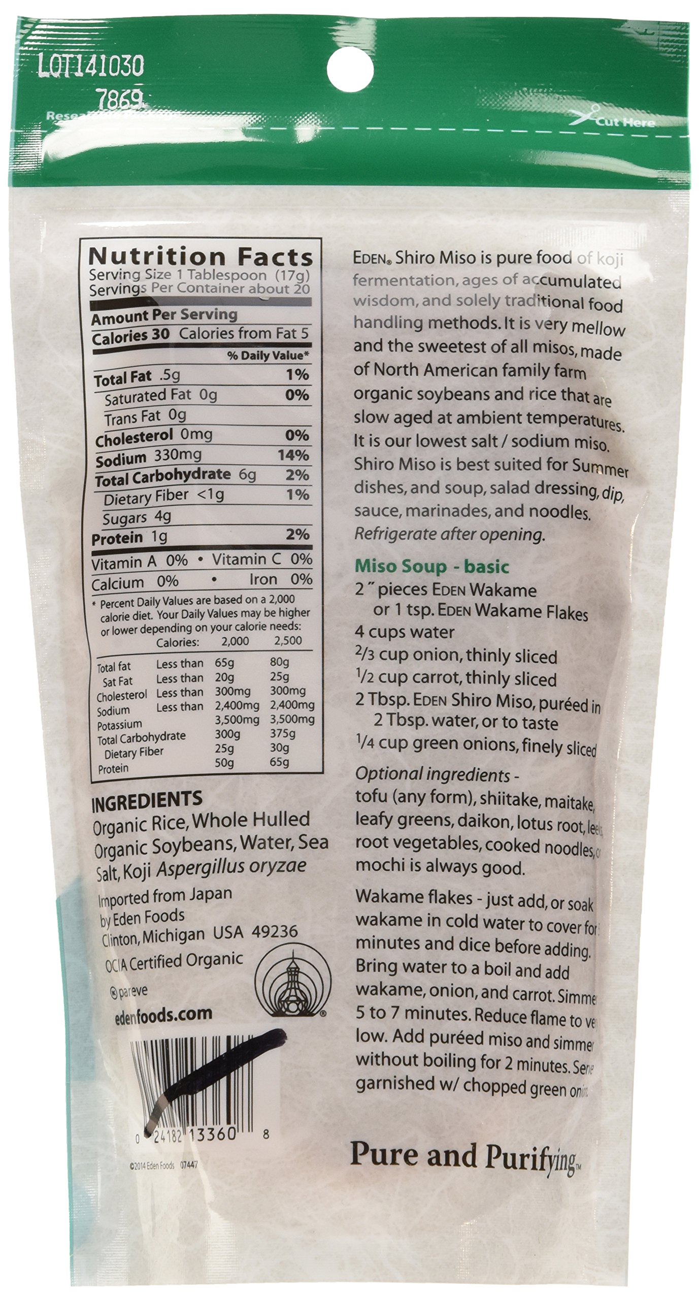Foto 2 | Arroz Y Soja Orgánicos Food Eden Shiro Miso  360 Ml (paquete De 3) - Venta Internacional.
