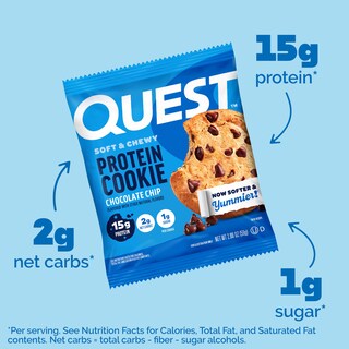 Foto 2 | Protein Cookie Quest Nutrition Con Chispas De Chocolate 4 X 59 G - Venta Internacional.