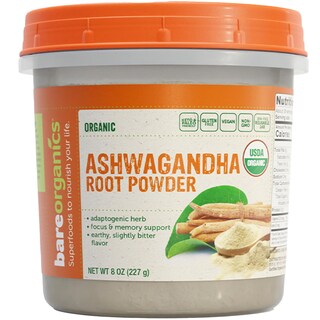 Foto 1 | Raíz De Ashwagandha En Polvo Bareorganics 240 Ml Usda Organic Vegan - Venta Internacional.