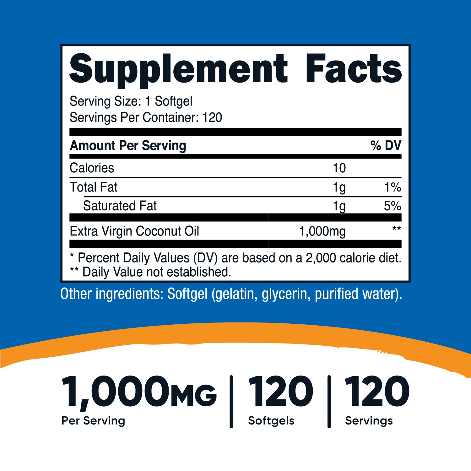 Foto 3 pulgar | Cápsulas Blandas De Aceite De Coco Nutricost 1000 Mg 120 Cápsulas Blandas - Venta Internacional.