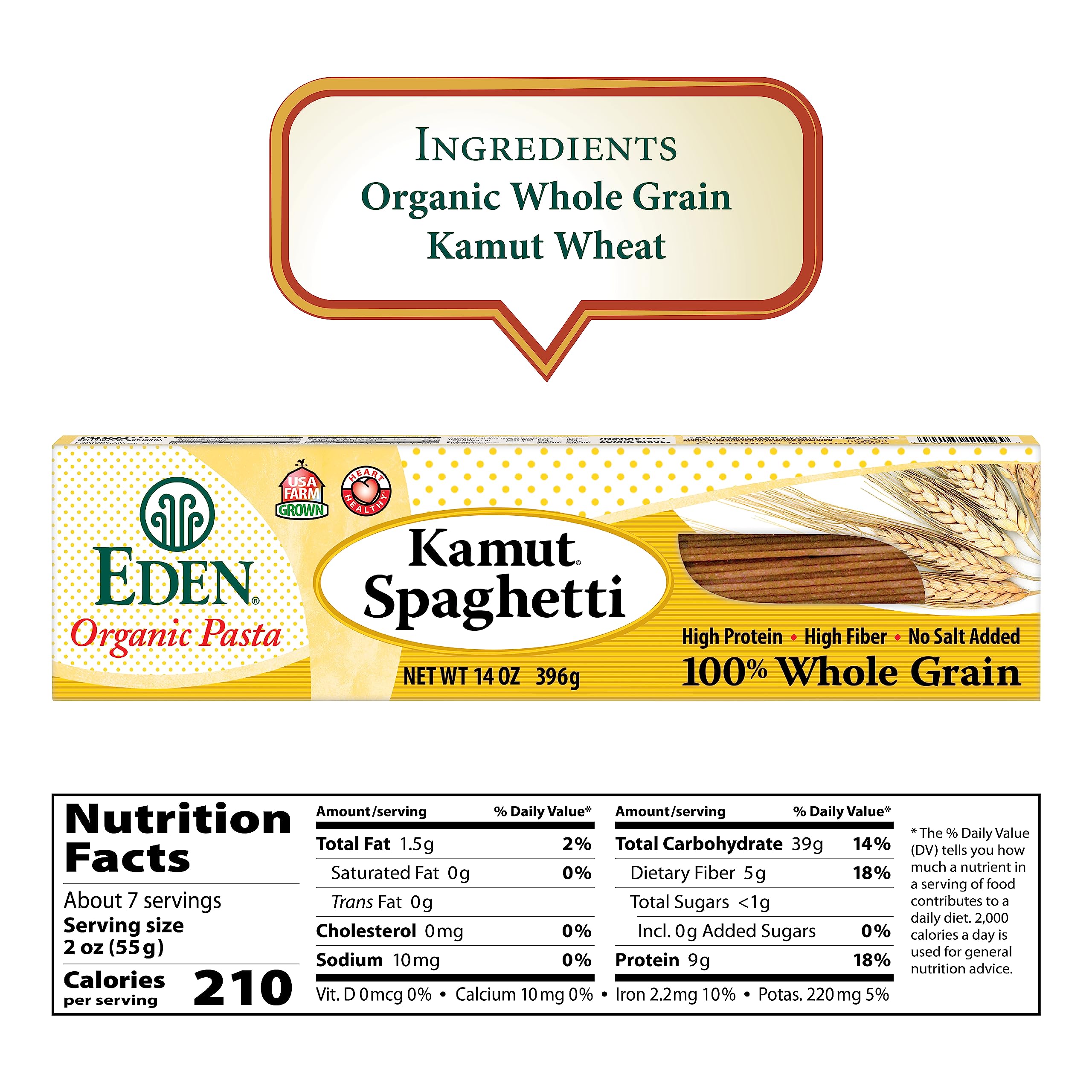 Foto 3 pulgar | Espaguetis Orgánicos Kamut De Pasta Eden  400 G  100% Integrales - Venta Internacional.