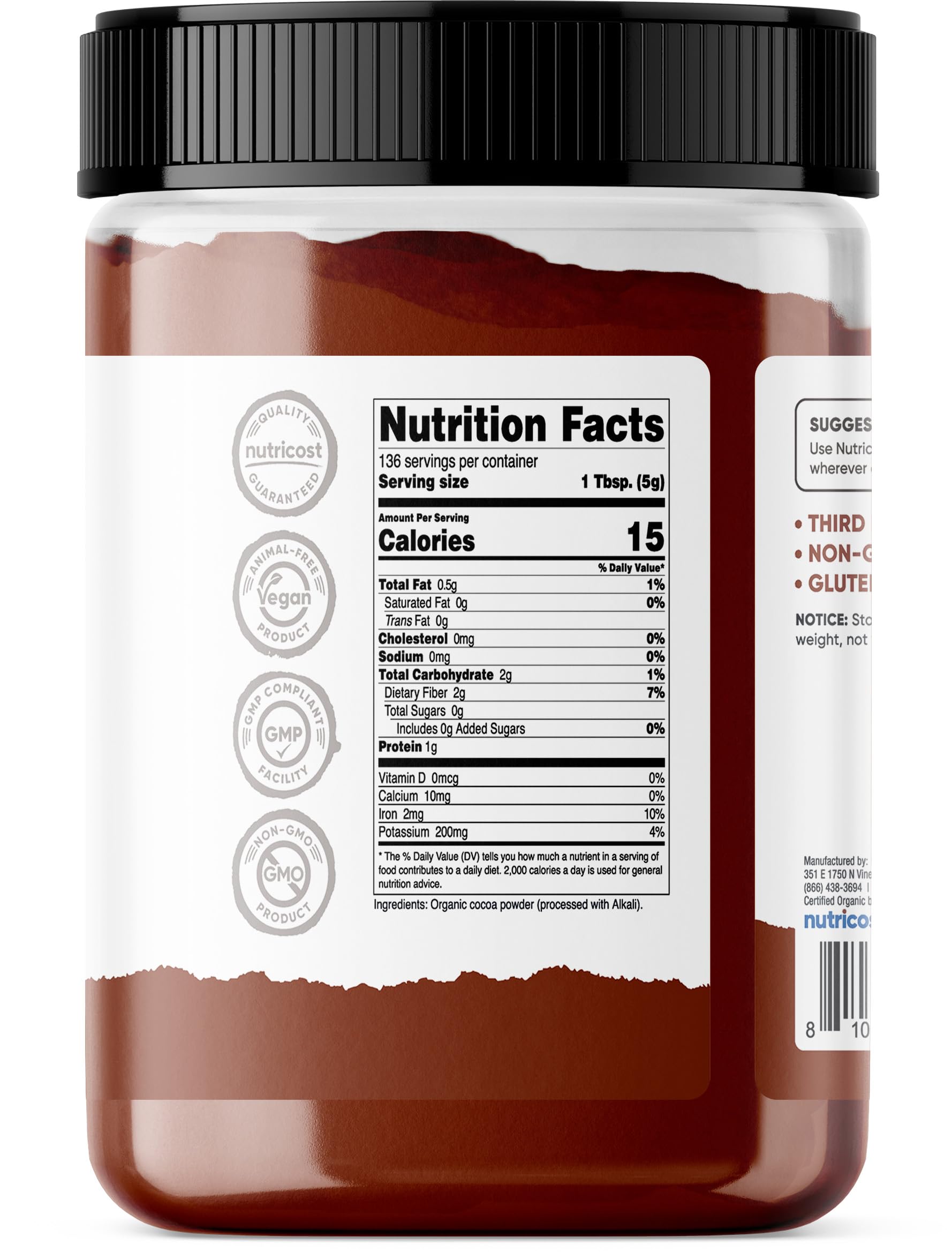 Foto 4 pulgar | Cacao En Polvo Nutricost Pantry Organic 680 G  Sin Ogm  Sin Gluten - Venta Internacional.