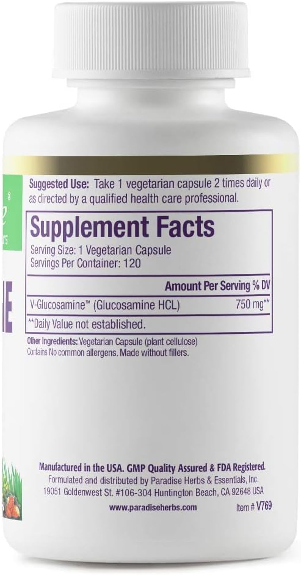 Foto 2 | Suplemento Paradise Herbs V-glucosamine 120 Cápsulas - Venta Internacional.