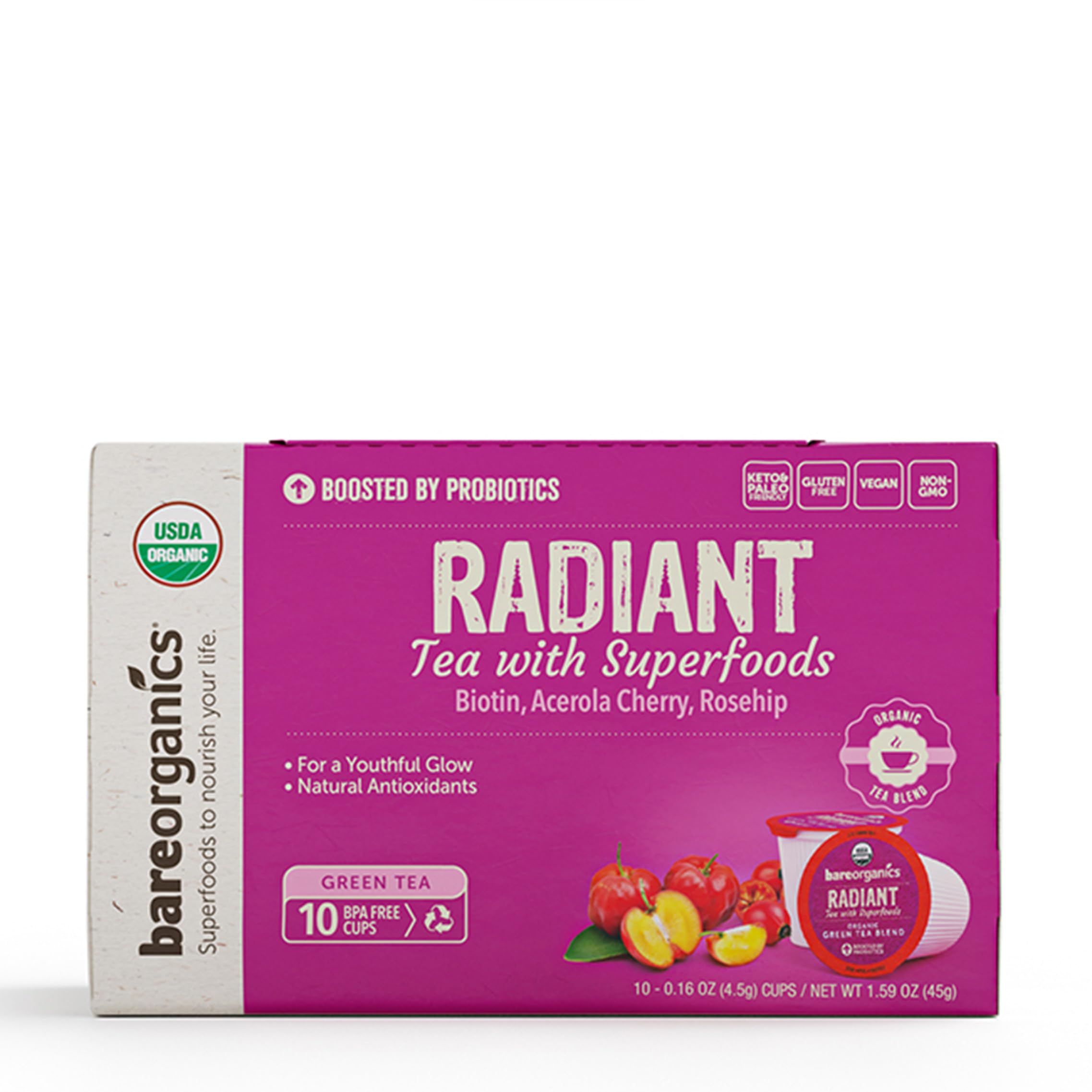 Foto 2 | 10 Cápsulas Tea Bareorganics Radiant Con Superalimentos Y Probióticos - Venta Internacional.