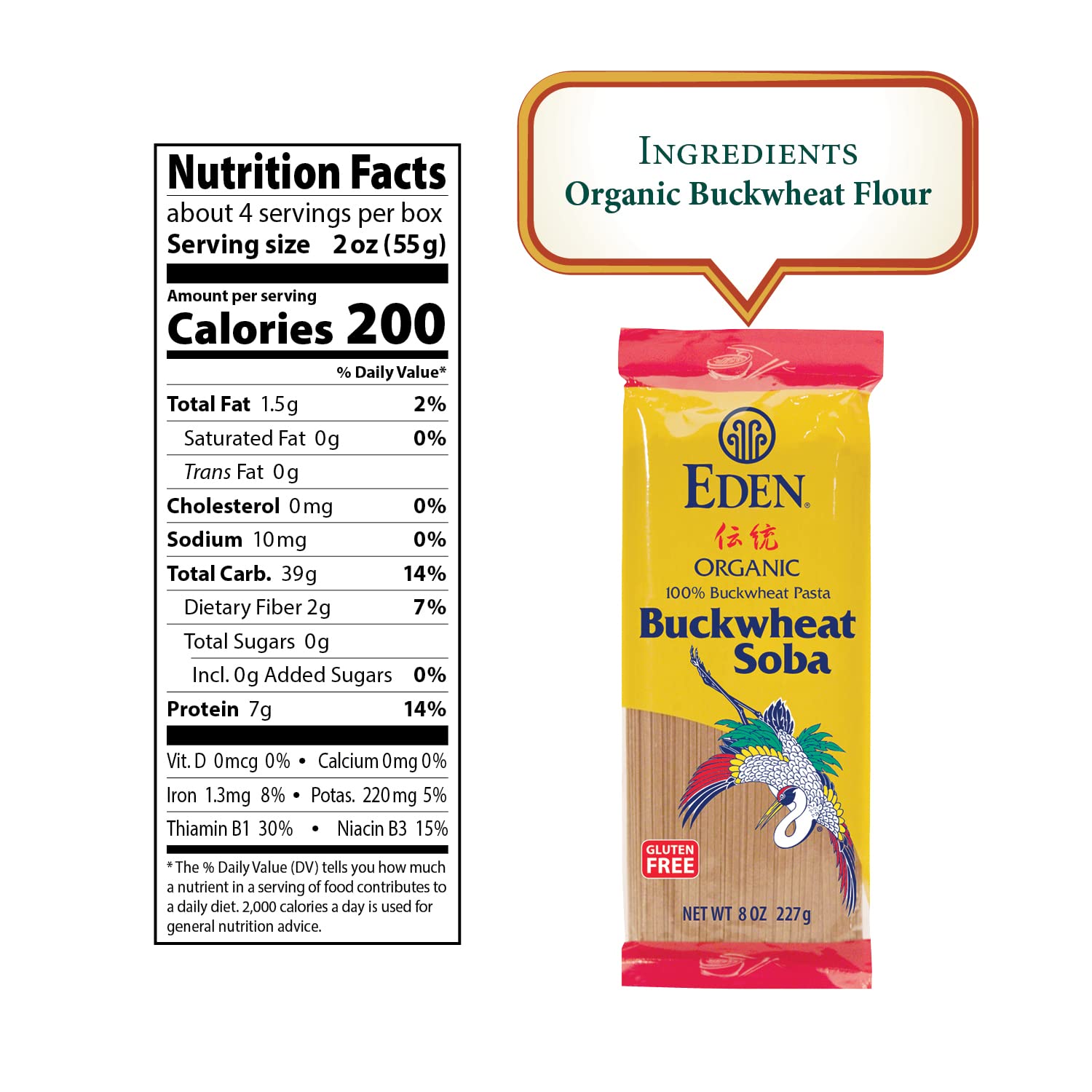 Foto 7 | Soba De Trigo Sarraceno Pasta Eden  100% Orgánico  Sin Gluten  250 Ml - Venta Internacional.
