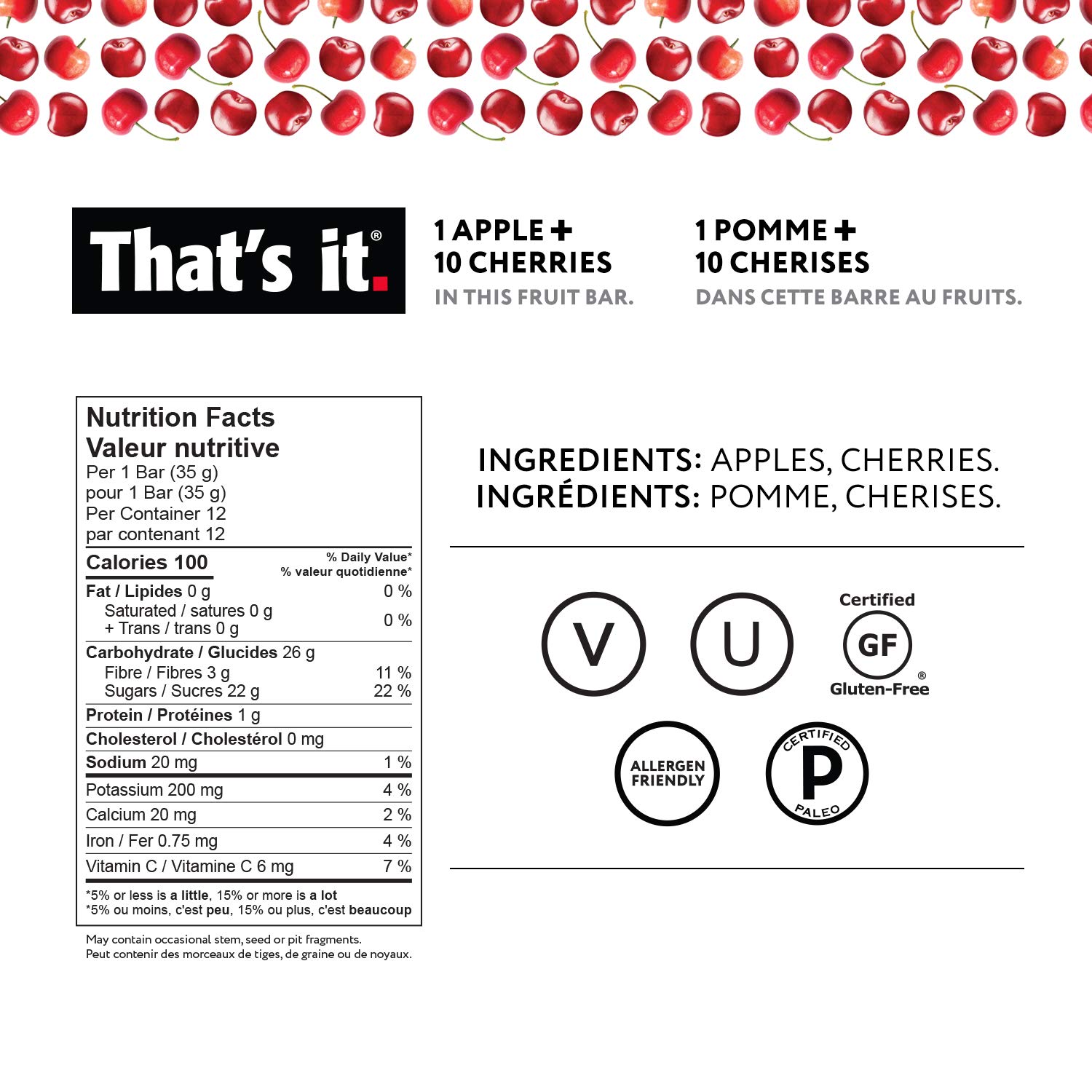 Foto 2 | Bar De Frutas Eso Es Todo. Manzanas Y Cerezas 100% Naturales  12 Unidades - Venta Internacional.