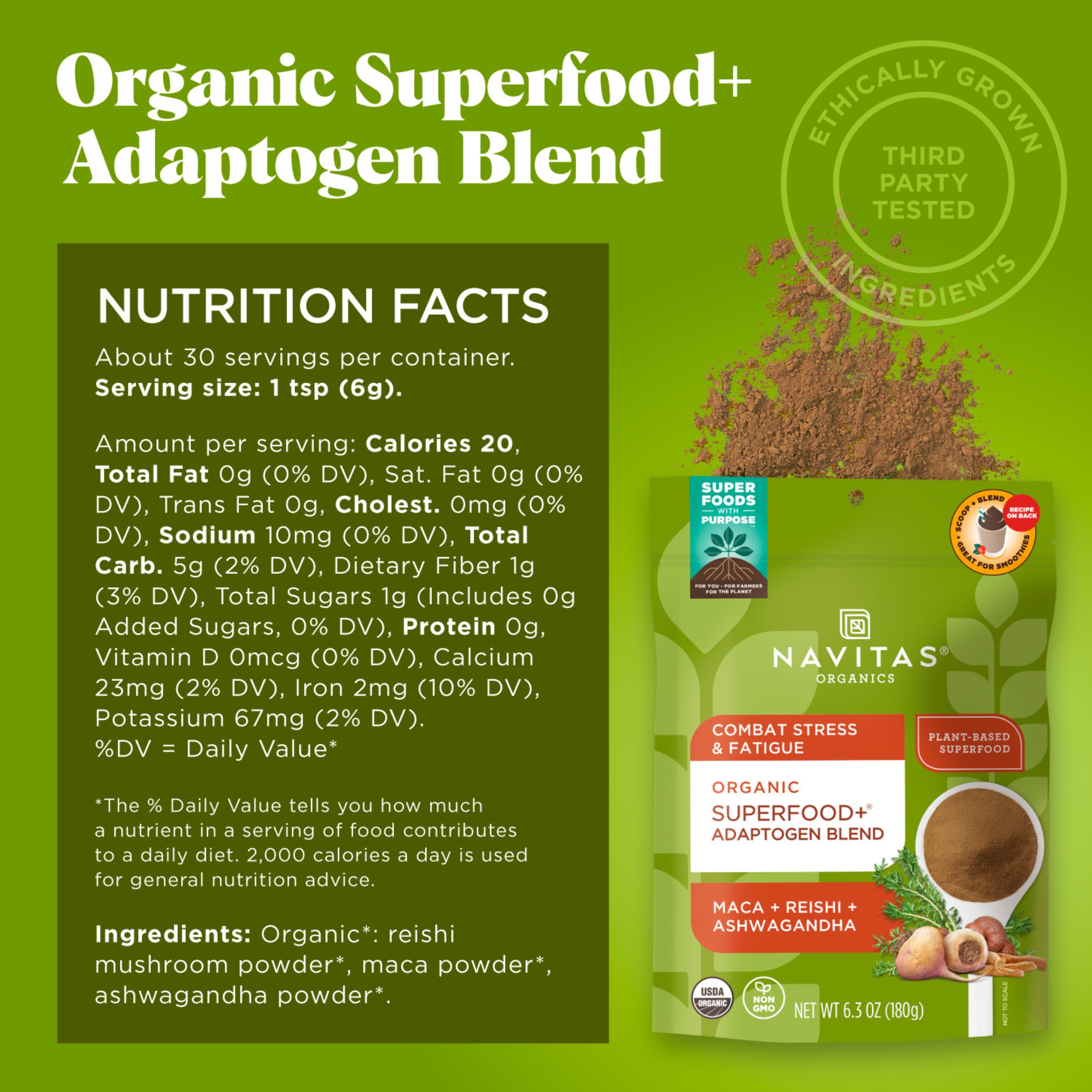 Foto 3 pulgar | Mezcla De Adaptógenos Para Superalimentos Navitas Organics  Bolsa De 180 Ml - Venta Internacional.