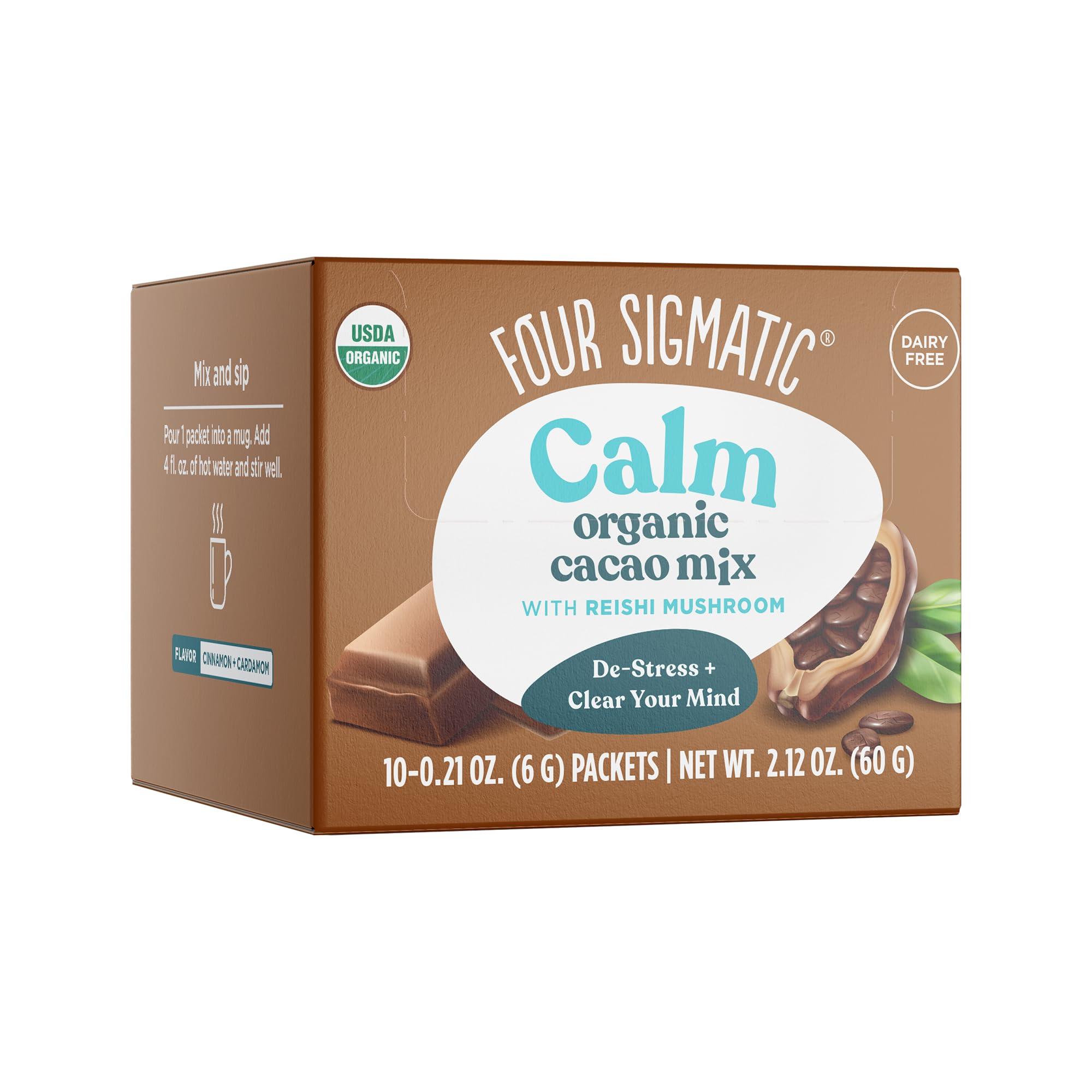 Foto 2 pulgar | Mezcla De Hongos Y Cacao Four Sigmatic Calm Organic Reishi  10 Unidades - Venta Internacional.