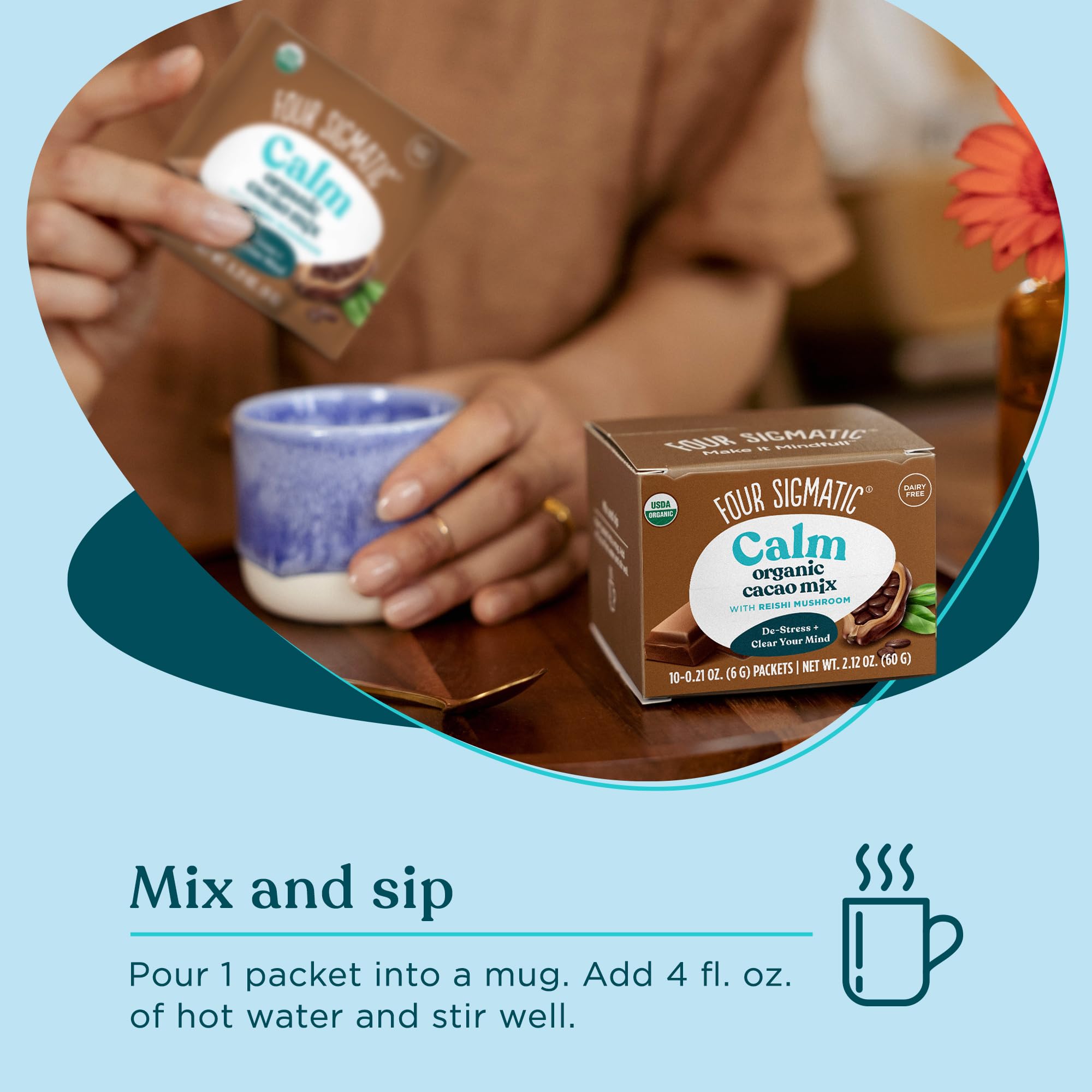 Foto 4 pulgar | Mezcla De Hongos Y Cacao Four Sigmatic Calm Organic Reishi  10 Unidades - Venta Internacional.