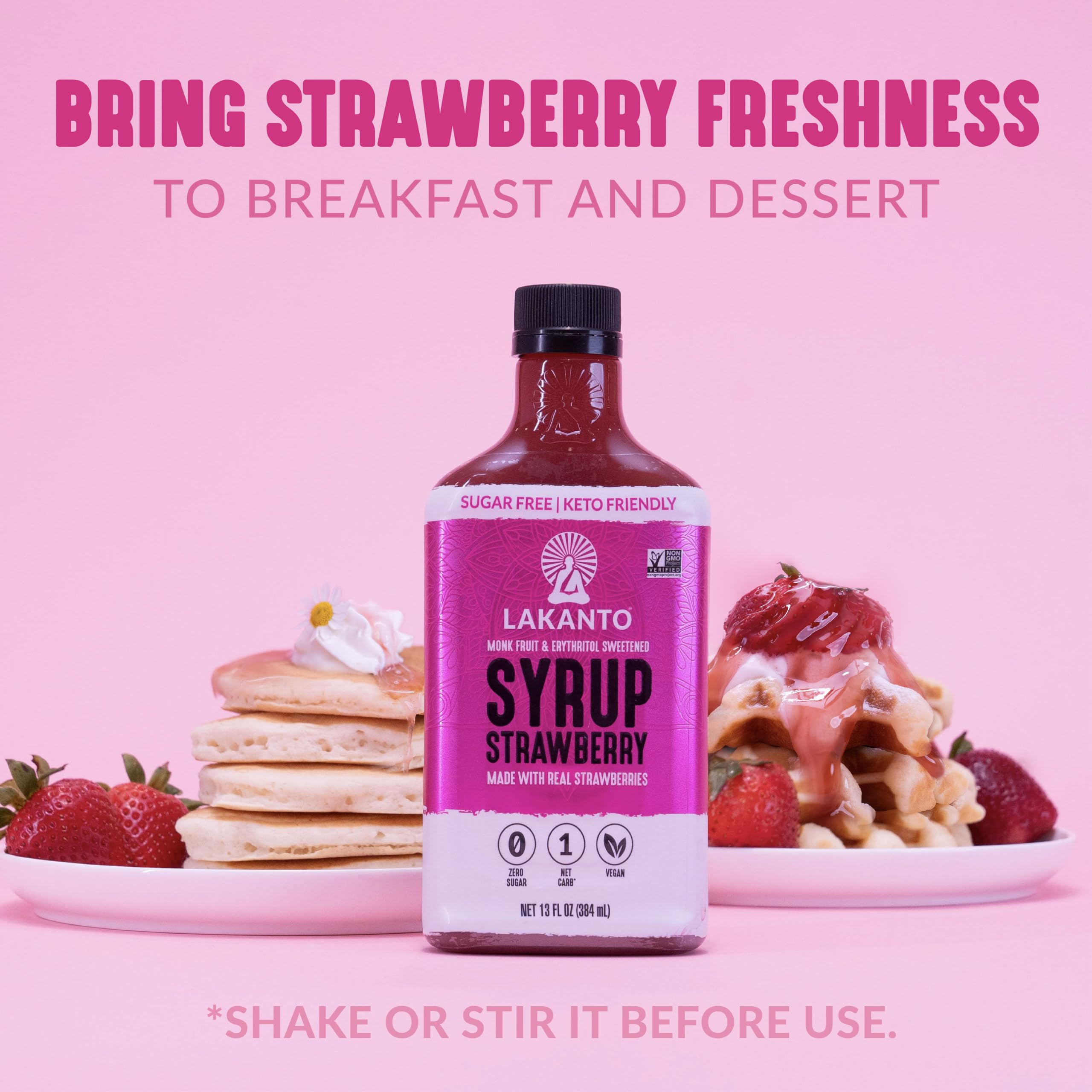 Foto 3 | Sirope Lakanto De Fresa Sin Azúcar Con Fruta De Monje 384 Ml - Venta Internacional.