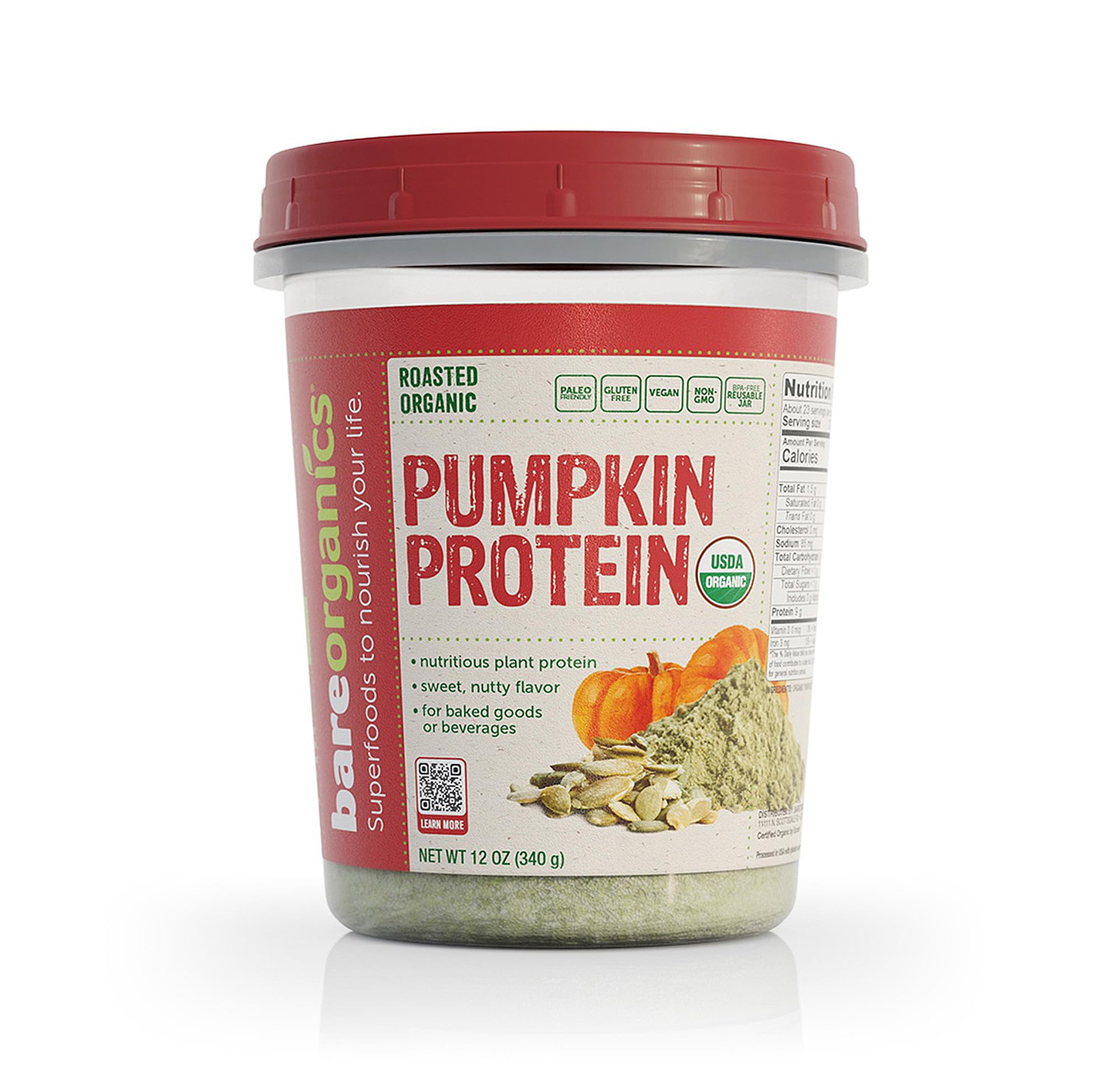 Foto 2 pulgar | Proteína En Polvo Bareorganics Pumpkin 355 Ml - Venta Internacional.