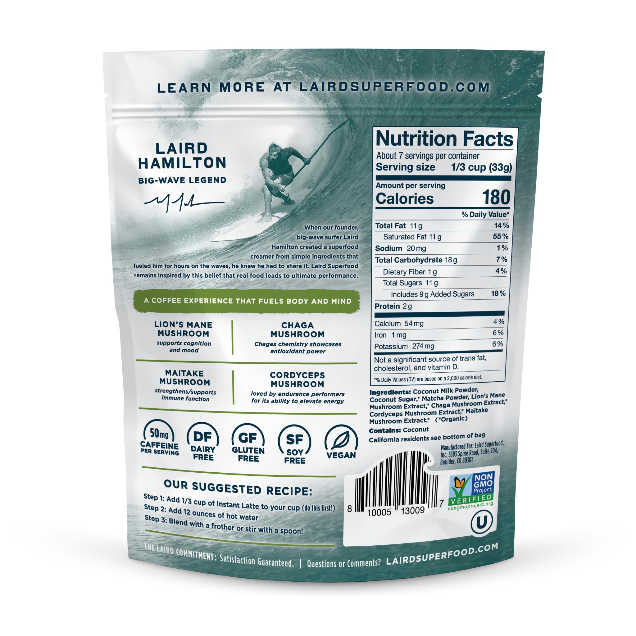 Foto 3 pulgar | Superalimento Matcha Instant Latte Laird Con Adaptógenos  250 Ml - Venta Internacional.