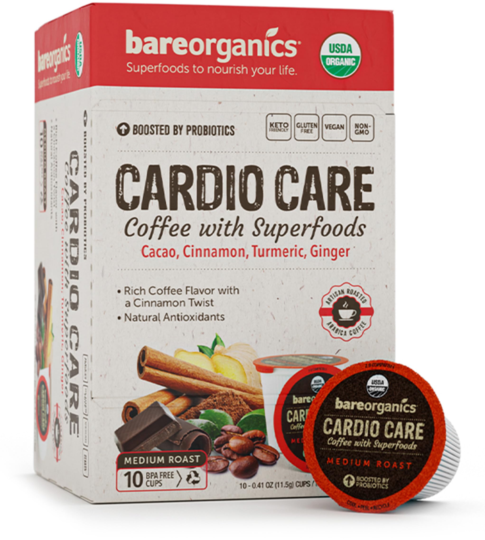 Foto 1 | Cápsulas De Café Bareorganics Cardio Care Con Superalimentos  10 Tazas - Venta Internacional.