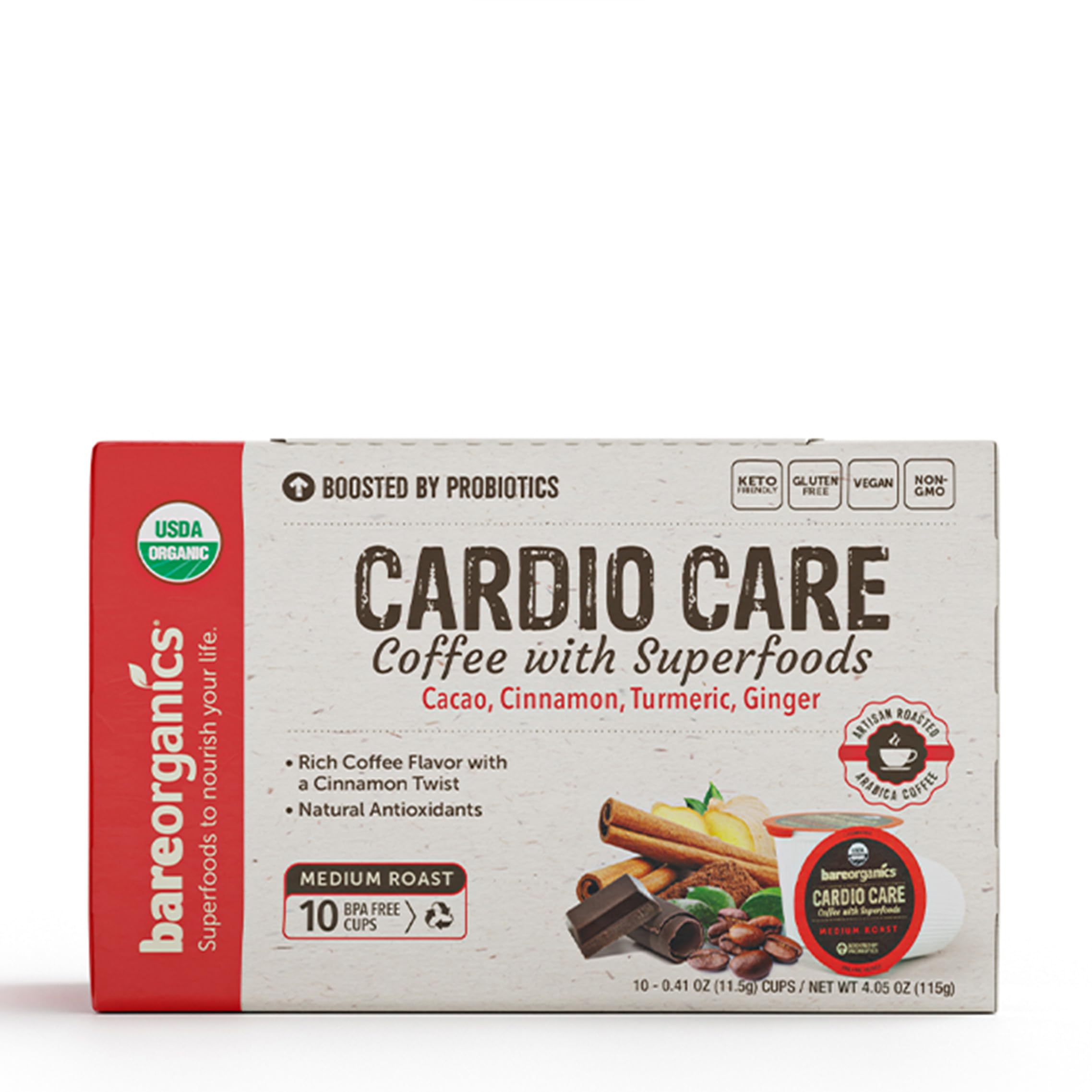 Foto 2 | Cápsulas De Café Bareorganics Cardio Care Con Superalimentos  10 Tazas - Venta Internacional.
