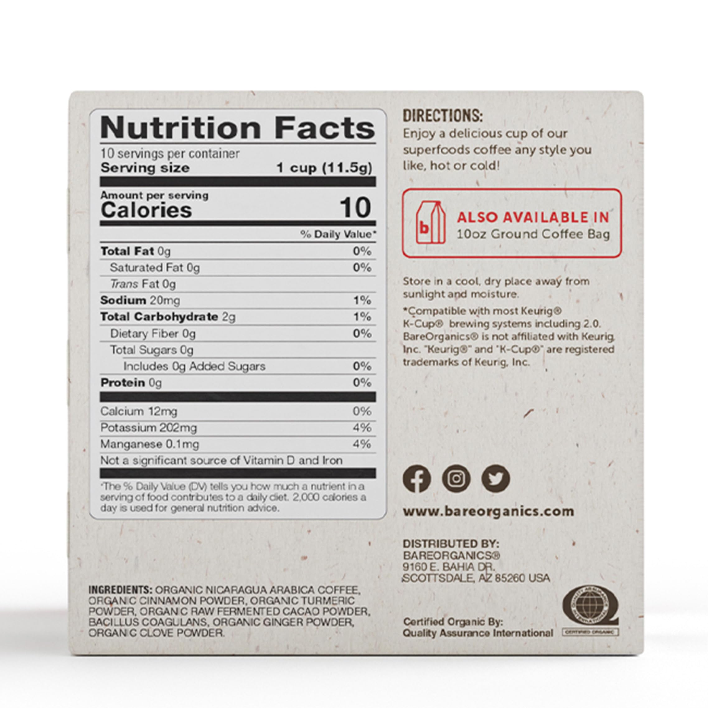 Foto 4 | Cápsulas De Café Bareorganics Cardio Care Con Superalimentos  10 Tazas - Venta Internacional.
