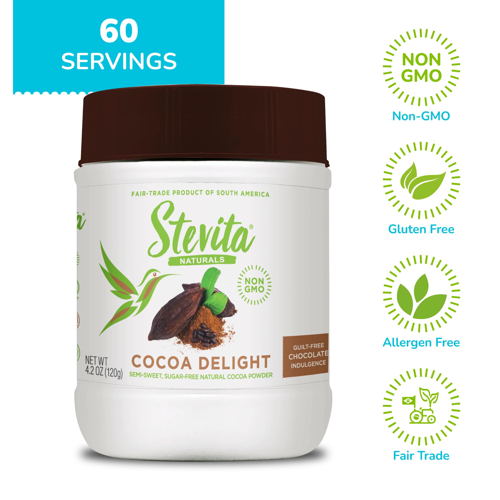Foto 7 pulgar | Cacao En Polvo Stevita Cocoa Delight 125 Ml - 60 Porciones - Venta Internacional.