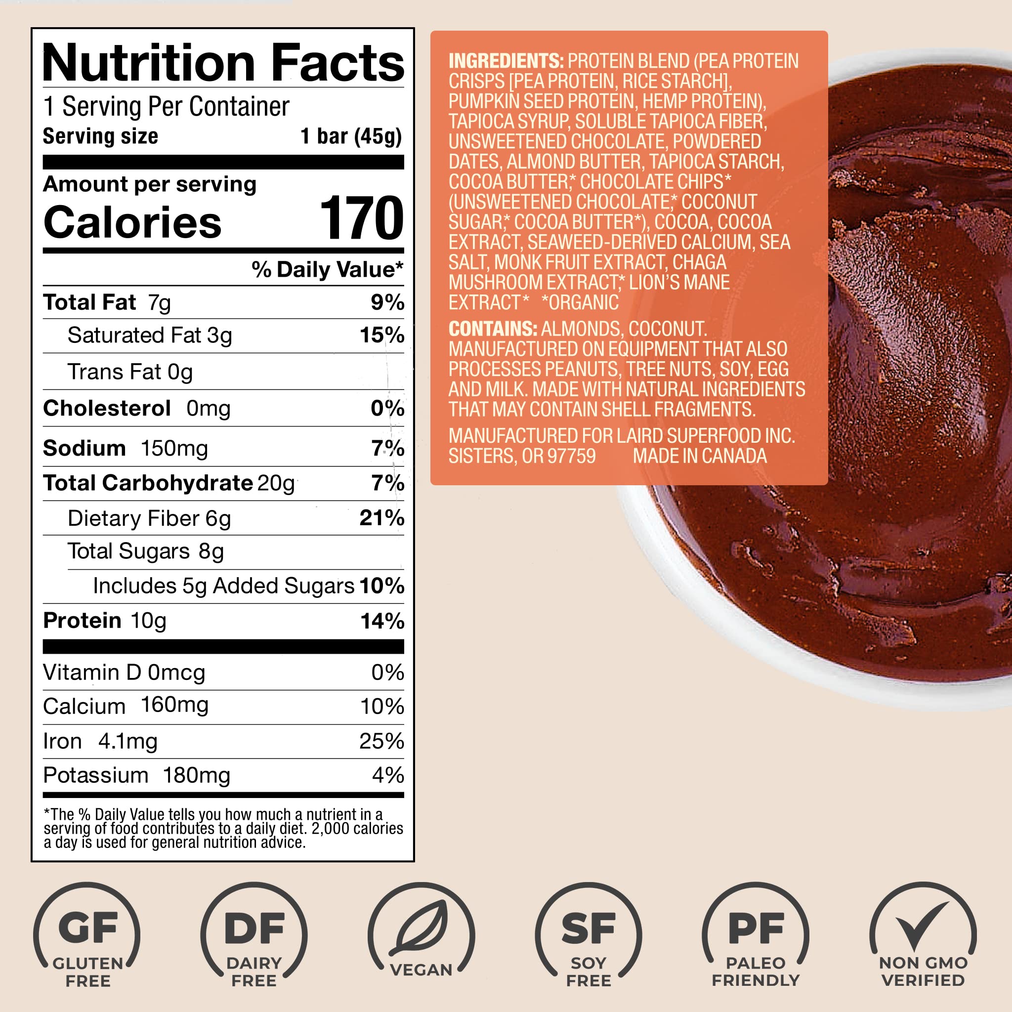 Foto 4 | Barra De Proteínas Laird Superfood Functional Con Ingredientes Reales - Venta Internacional.