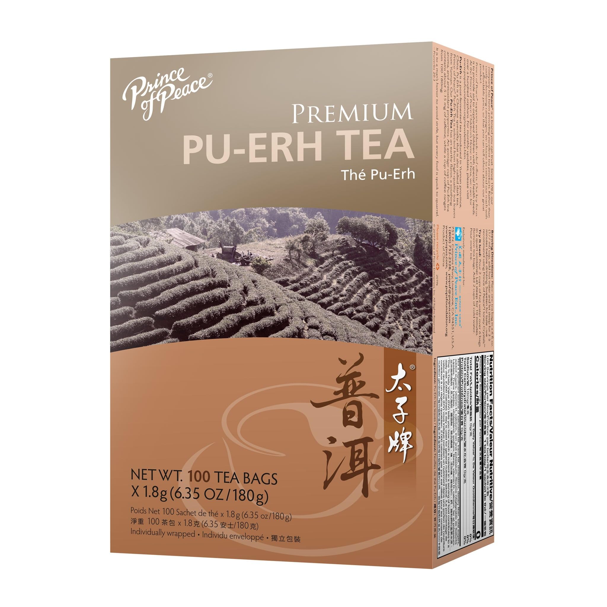 Foto 2 pulgar | 100 Bolsitas De Té Pu-erh Premium De Tea Prince Of Peace - Venta Internacional.