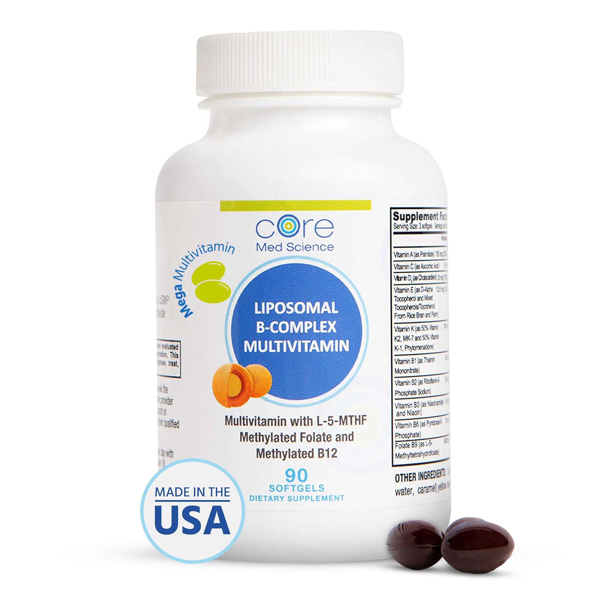 Foto 2 pulgar | Complemento Multivitamínico B Liposomal Metilado Core Med Science  90 Cápsulas Blandas - Venta Internacional.