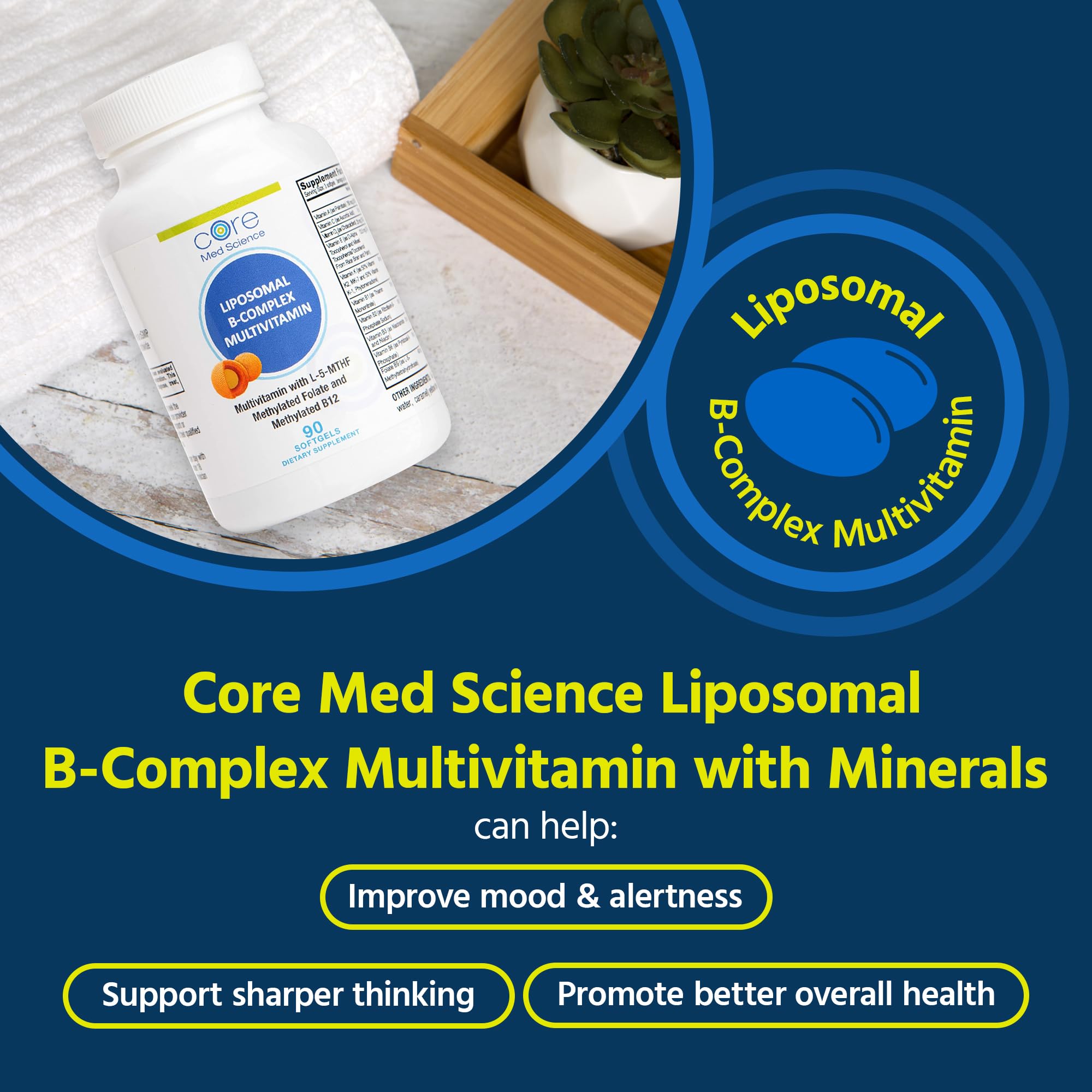 Foto 3 pulgar | Complemento Multivitamínico B Liposomal Metilado Core Med Science  90 Cápsulas Blandas - Venta Internacional.